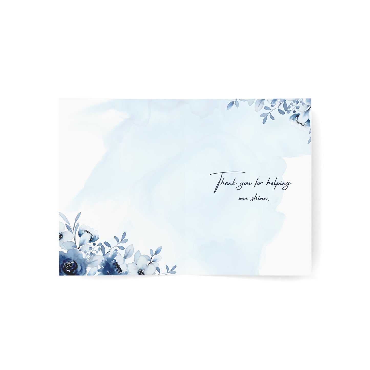 Floral Thank You Cards - Teacher Appreciation, Greeting Card Set, Blue Flower Stationery, Birthday, Wedding, Office Supplies