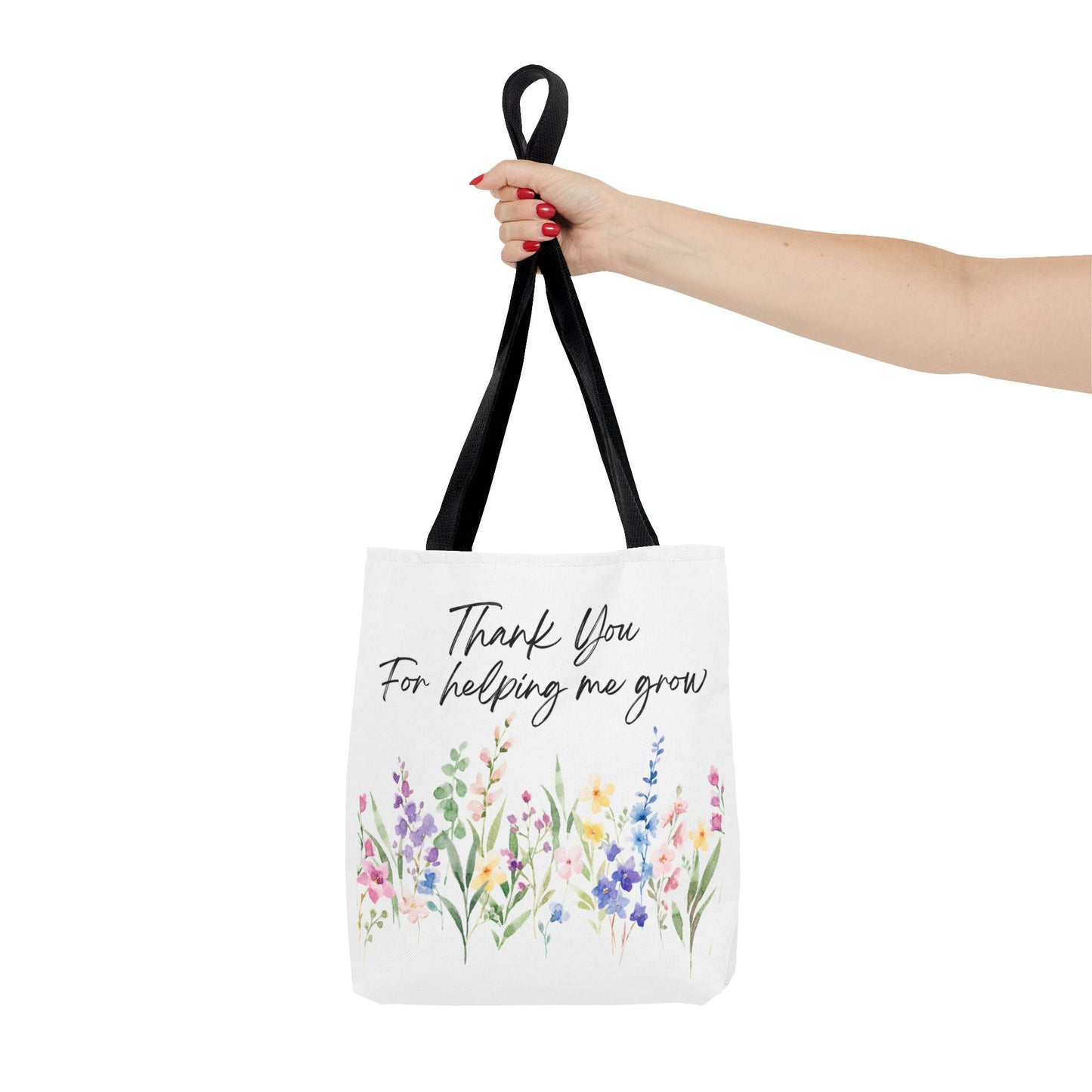 Thank You Floral Tote Bag, Appreciation Gift, Eco-Friendly Bag, Wedding Favor, Teacher's Gift, Summer Tote, Gardening Accessory