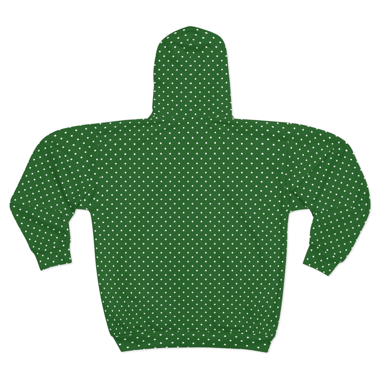 Festive Polka Dot Hoodie for Cozy Days, Unisex Zip Hoodie, Holiday Gift, Winter Wear, Casual Comfort, Celebrate in Style