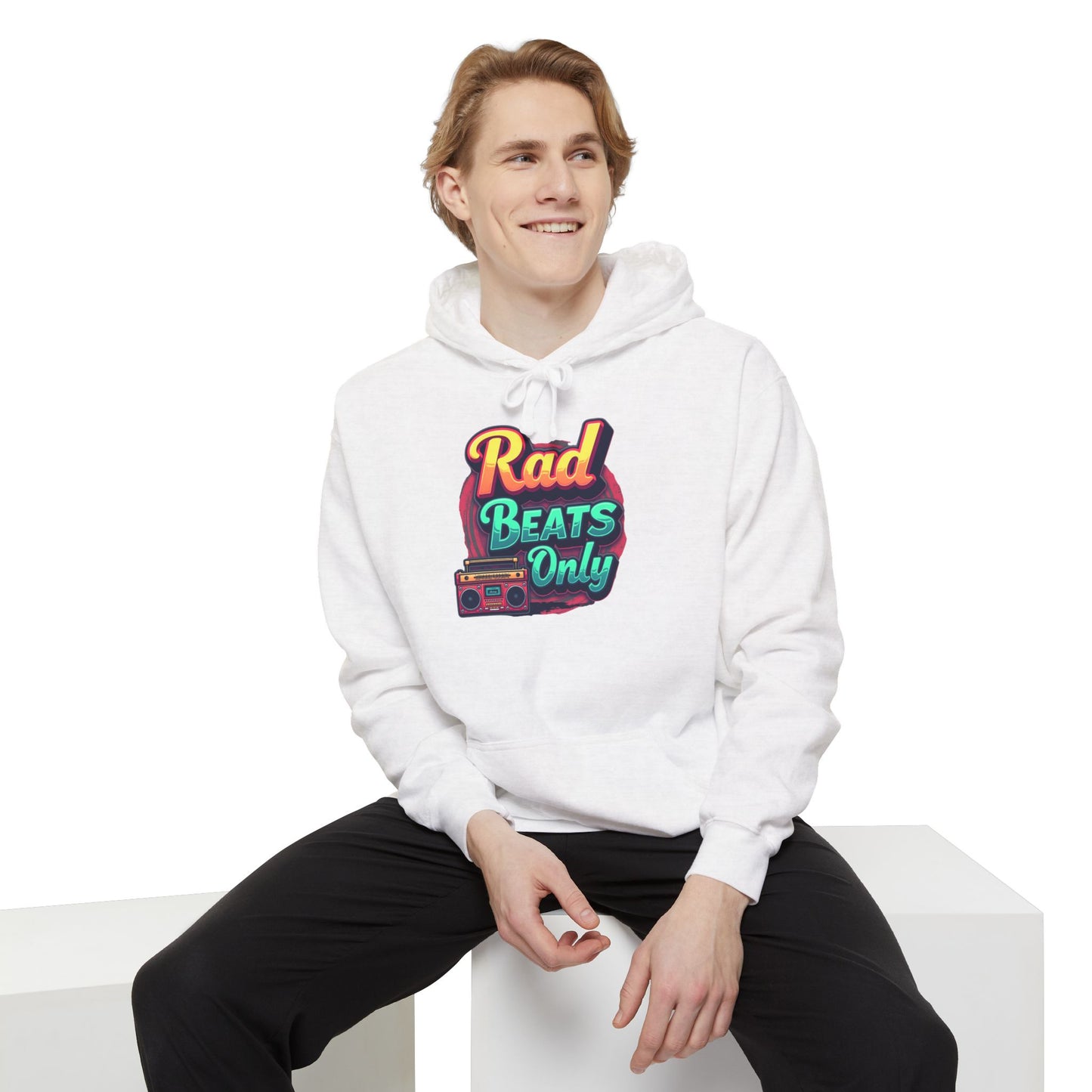 Rad Beats Unisex Hoodie, Music Lover Gift, Fun Retro Apparel, Unique Streetwear, Perfect for Casual Outfits