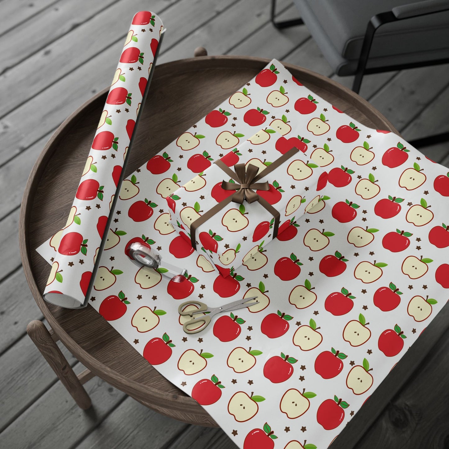 Apple-Themed Wrapping Paper, Cute Gift Wrap for Birthdays, Holidays, Teacher Gifts, Fall Celebrations, Party Supplies