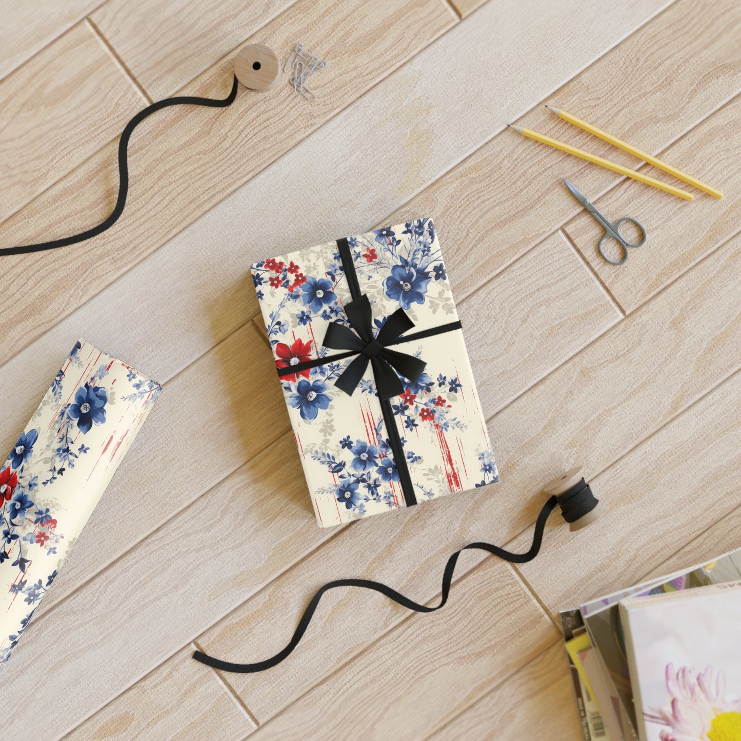 Floral Gift Wrapping Paper Roll, Stylish Wrapping for Birthdays, Weddings, Holidays, Crafting, Gift Presentation