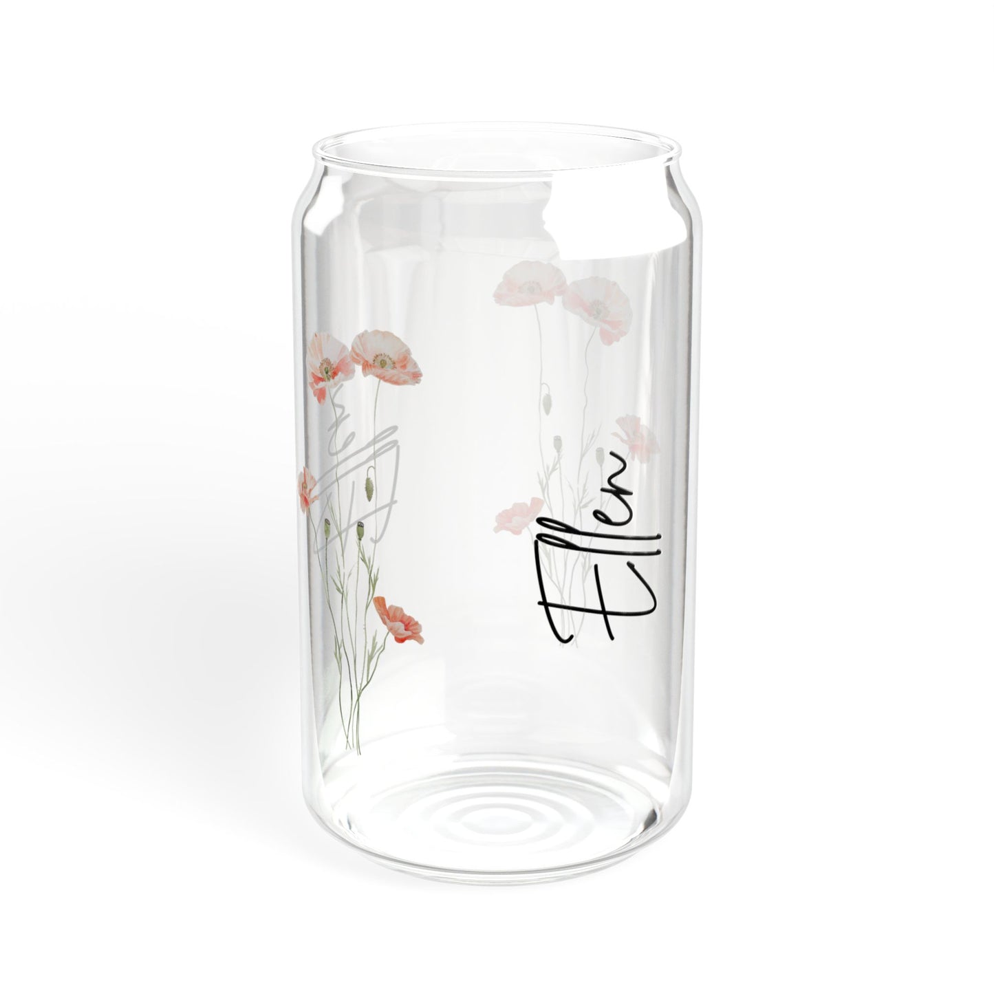 Personalized Floral Sipper Glass, 16oz Drinkware, Eco-Friendly Water Bottle, Cute Gift, Home Decor, Customizable