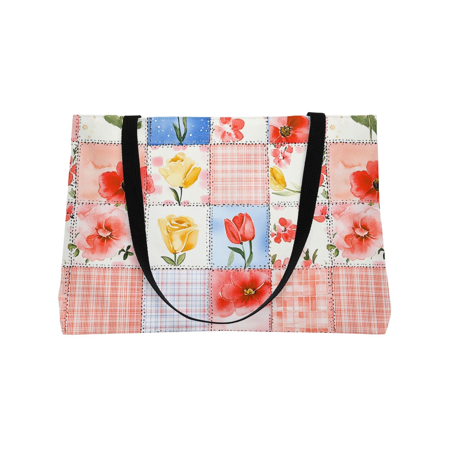 Floral Patchwork Weekender Tote Bag, Perfect for Travel, Beach, Picnics, Day Trips, and Weekend Getaways