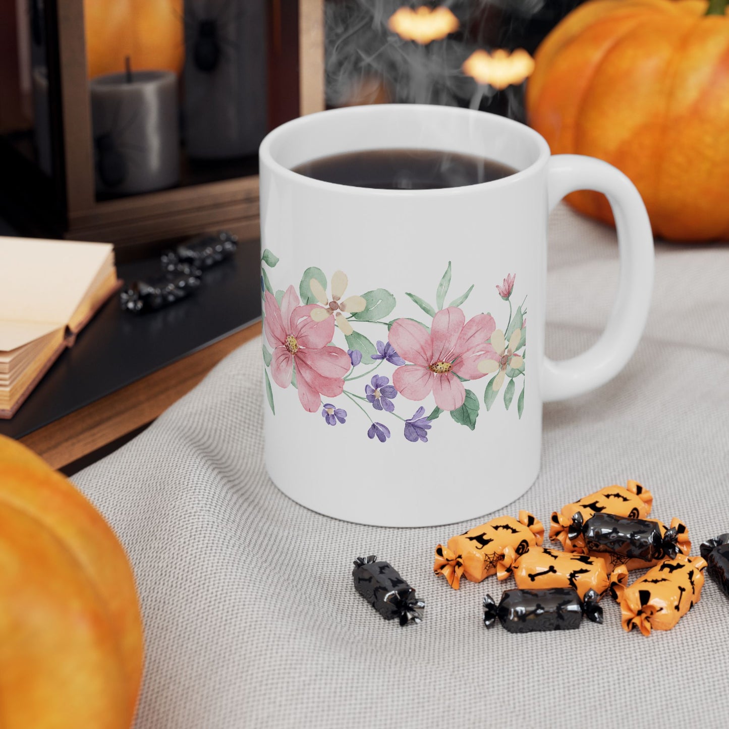 Floral Ceramic Mug - Botanical Coffee Cup, Flower Tea Mug, Gift for Her, Spring Decor, Mother's Day Present