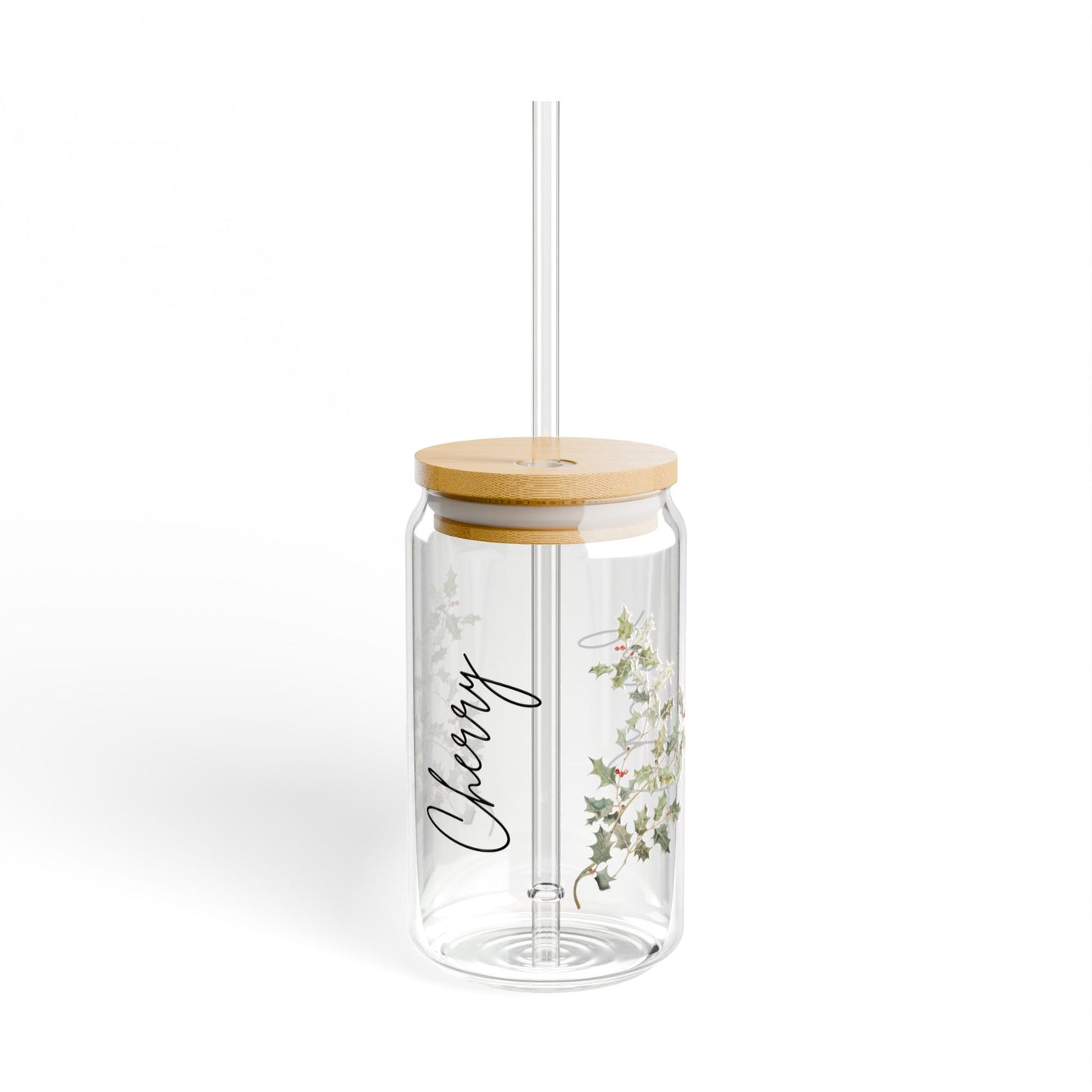 Stylish Glass Sipper with Straw - Cherry Blossom Design, Save the Earth, Drinkware, Eco-friendly Gift, Summer Vibes, Home Decor