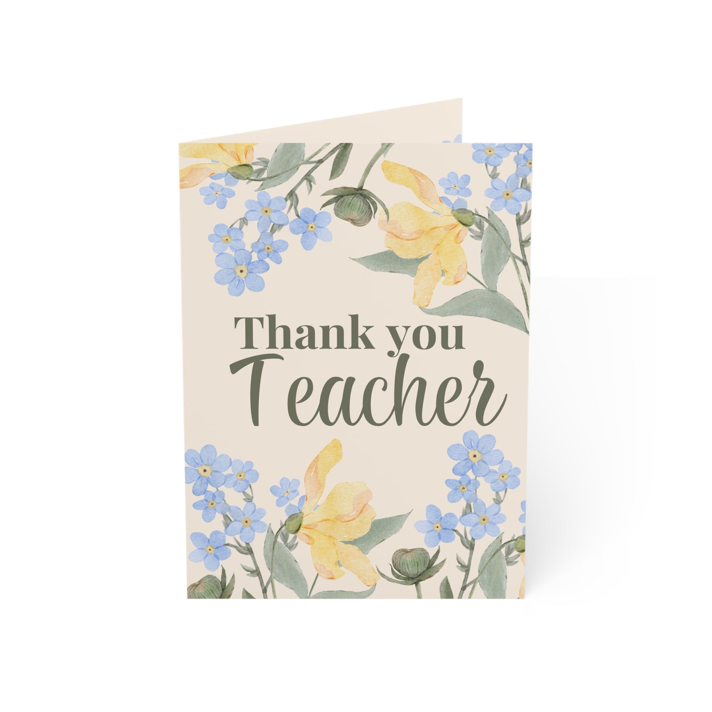 Thank You Teacher Greeting Cards - Floral Design, Bulk Cards for Appreciation, Summer Thank You Notes, Teacher Gifts, School Year End
