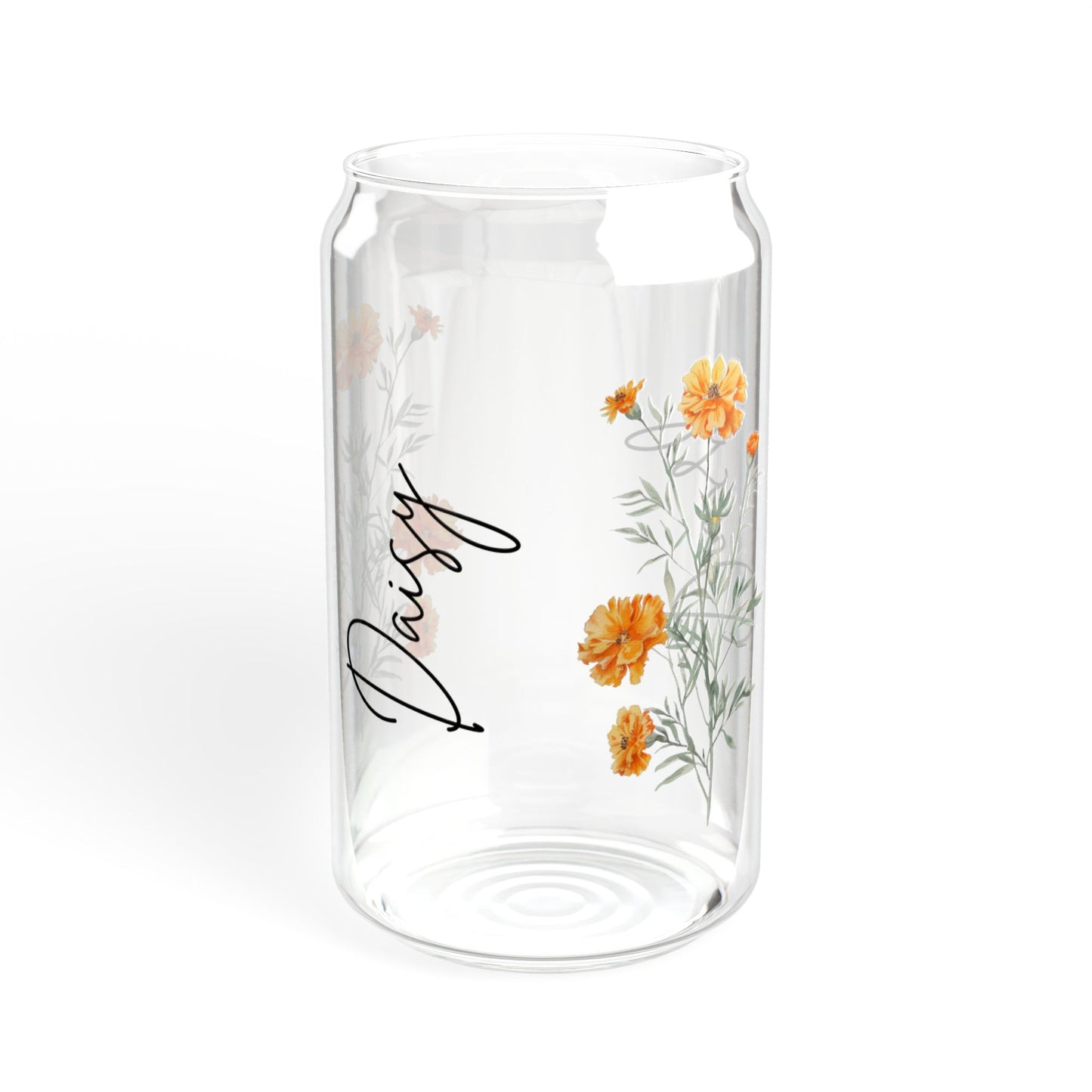 Floral Sipper Glass, 16oz | Handmade Drinkware, Sustainable Beverage Container, Great for Gifts, Eco-Friendly Hydration
