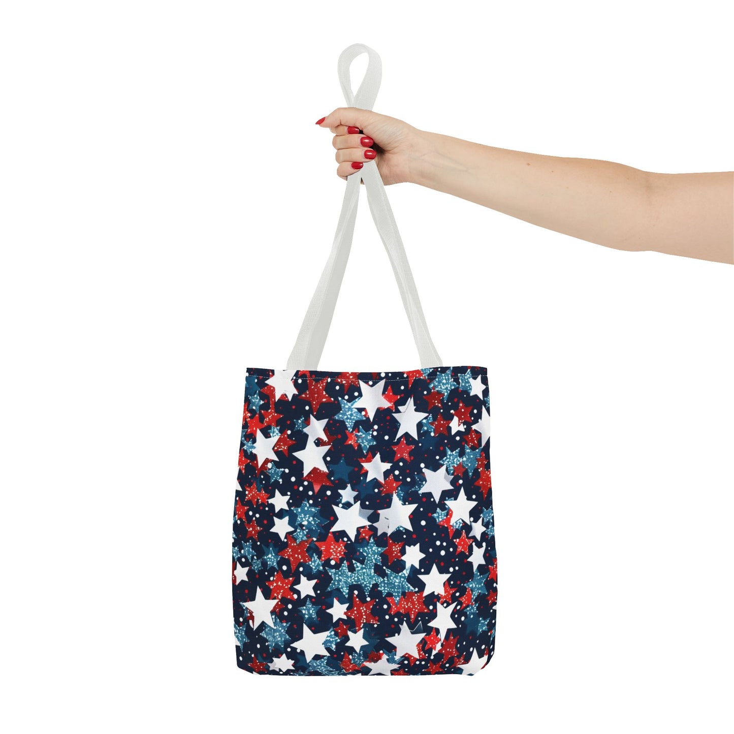 Patriotic Stars Tote Bag, Stylish Grocery Bag, Beach Tote, Gift for Her, USA Flag, Summer Accessory