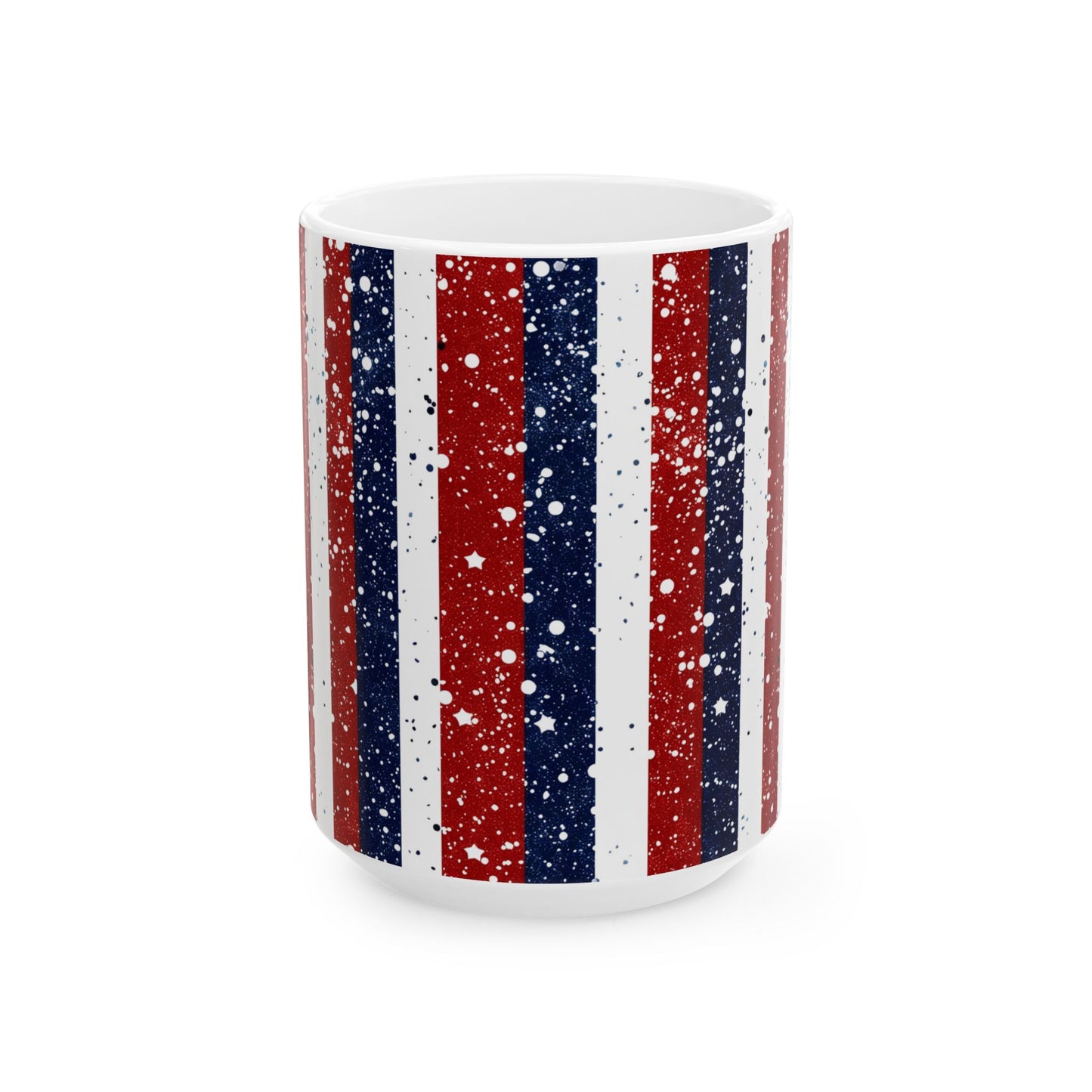 Patriotic Ceramic Mug - Red, White, and Blue Striped Coffee Cup, 4th of July Gift, Americana Mug, Celebration Drinkware, USA Pride