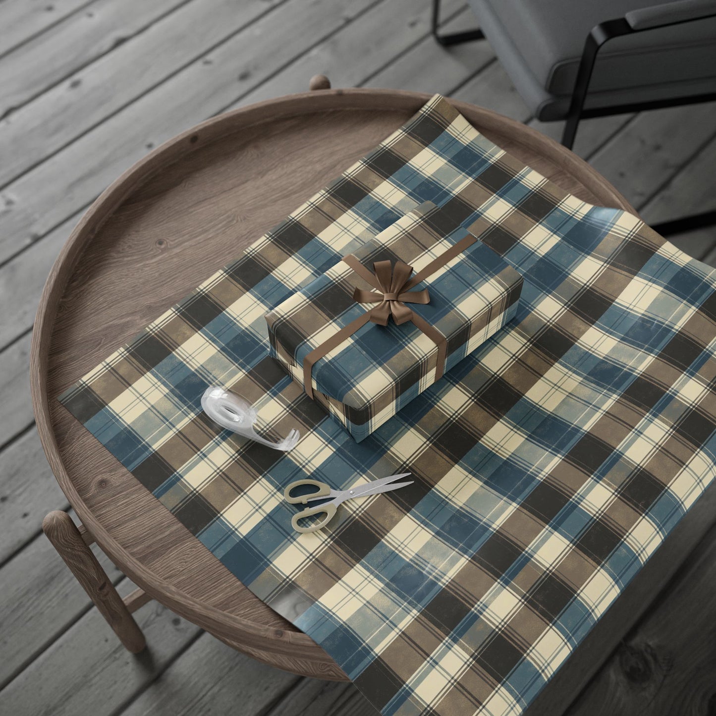 Plaid Wrapping Paper Roll, Rustic Gift Wrap for Holidays, Birthday, and Special Occasions