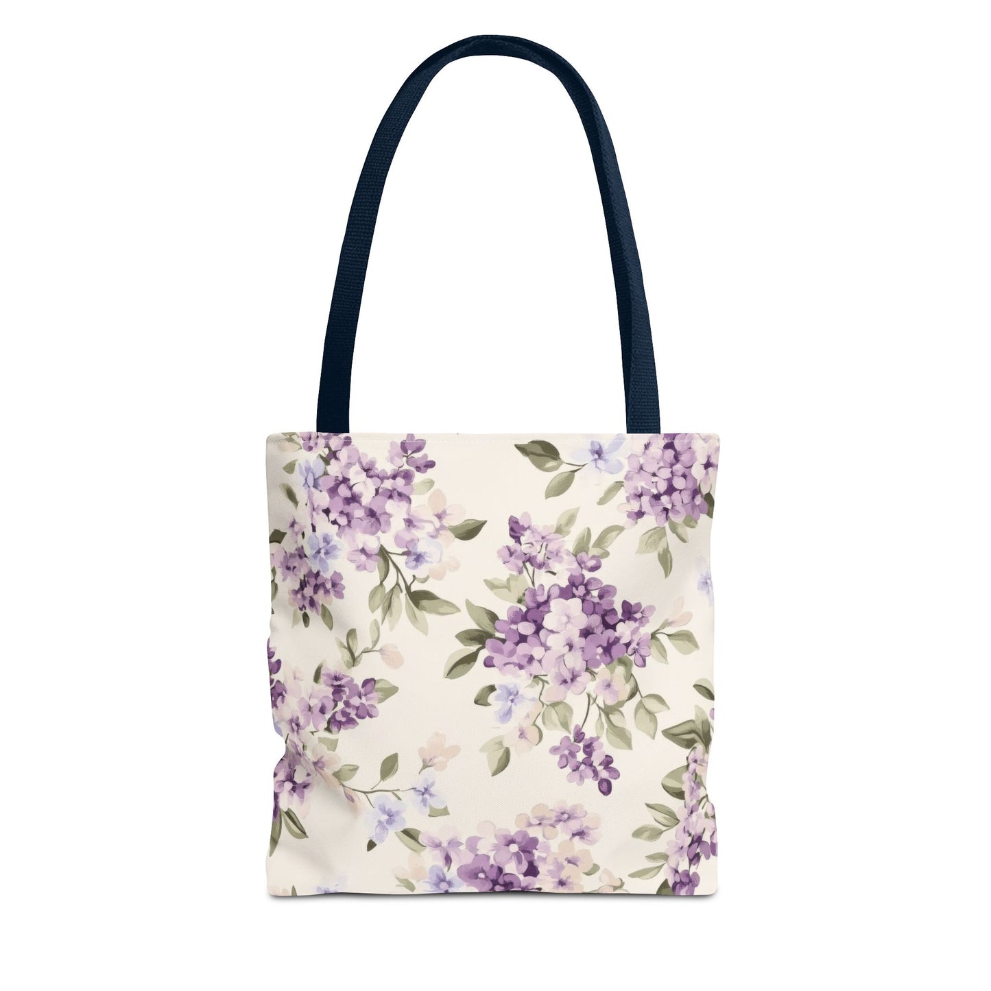 Floral Tote Bag, AOP Shopping Bag, Eco-Friendly Tote, Purple Flower Bag, Gift for Her, Reusable Market Bag, Spring Accessory