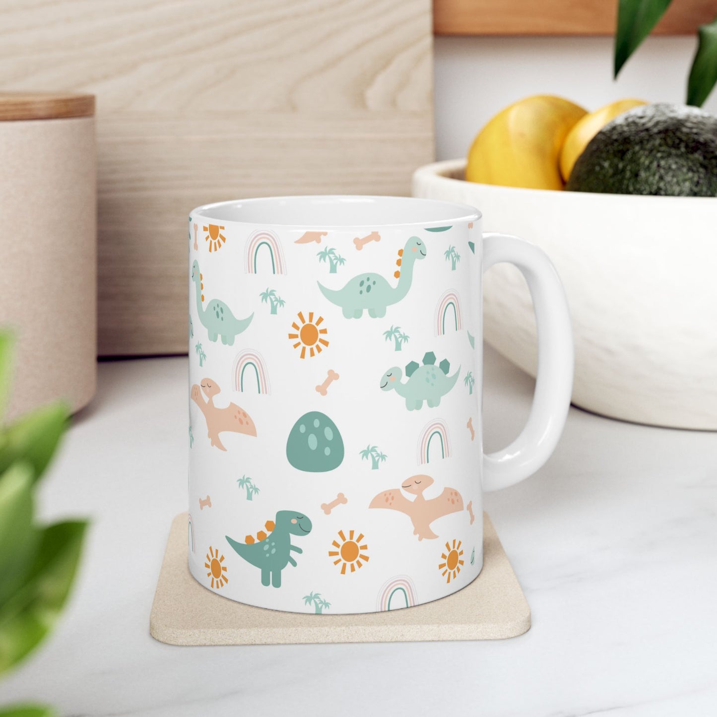Whimsical Dinosaur Ceramic Mug - Fun Kids Drinkware | 11oz & 15oz