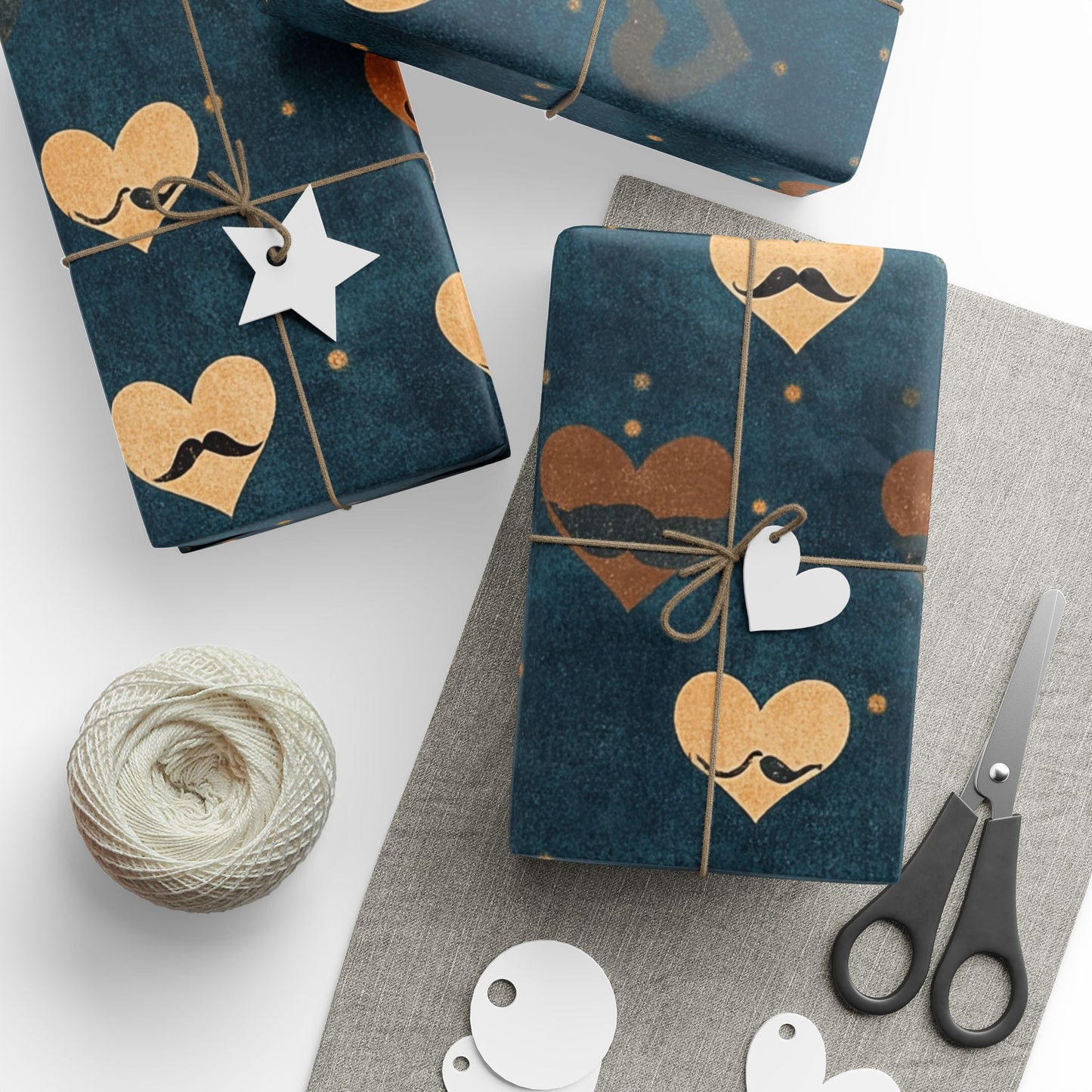 Heart Pattern Wrapping Paper, Romantic Gift Wrap, Valentine's Day, Birthday Present, Eco-Friendly Packaging, Rustic Decor