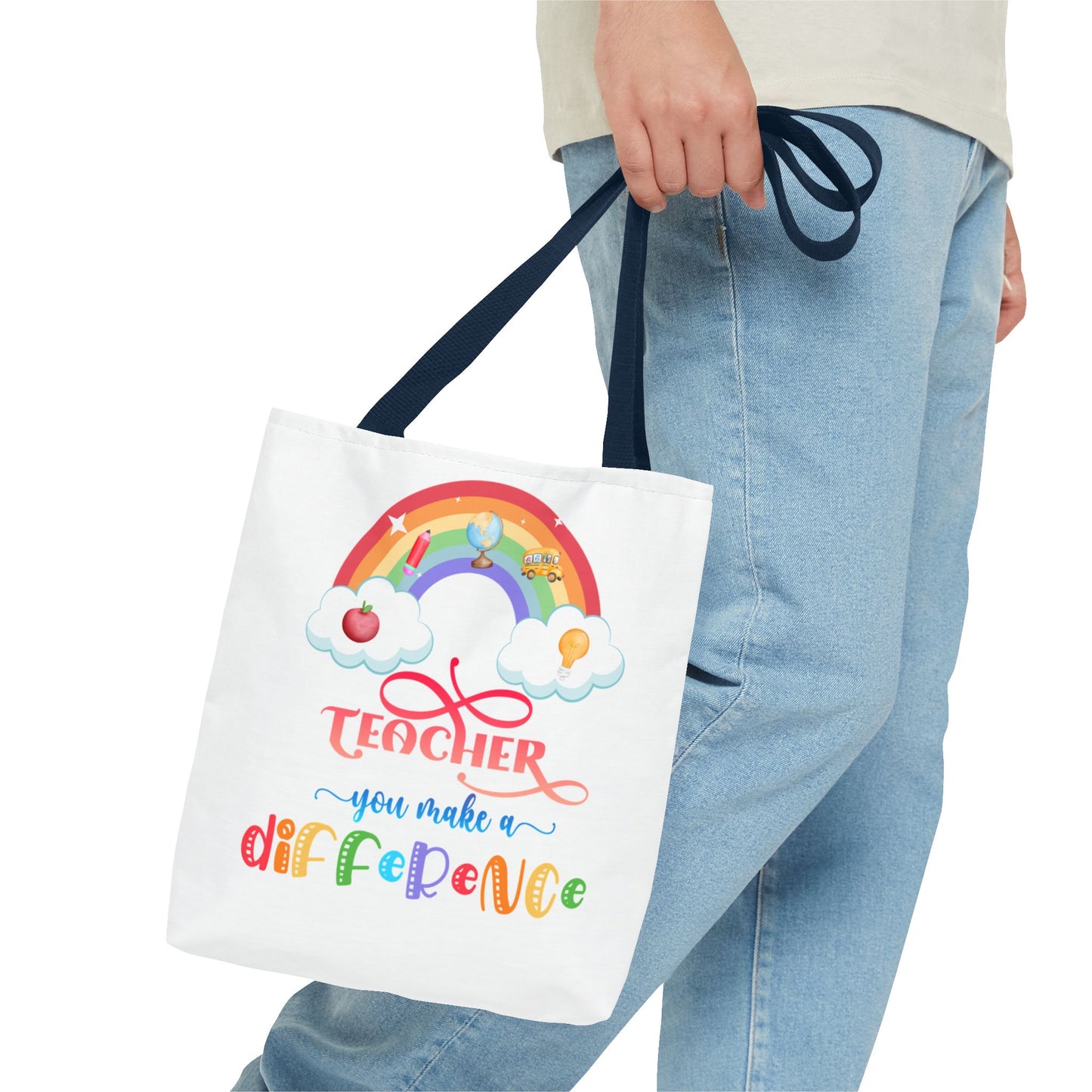 Teacher Appreciation Tote Bag, Inspirational Gift for Educators, Rainbow Design, School Bag, End of Year Present, Birthday Gift