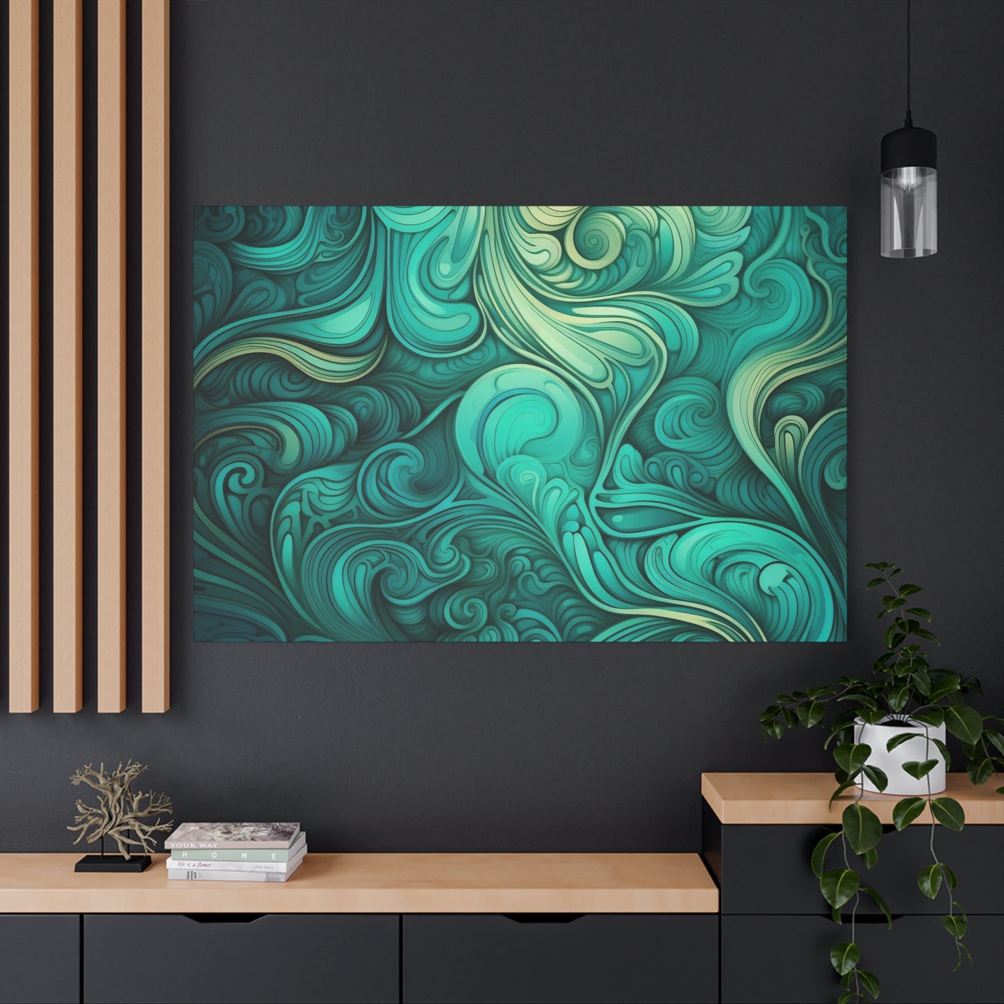 Artistic Stretched Canvas Wall Art, Modern Home Décor, Abstract Swirl Design, Living Room Decoration, Unique Gift for Art Lovers