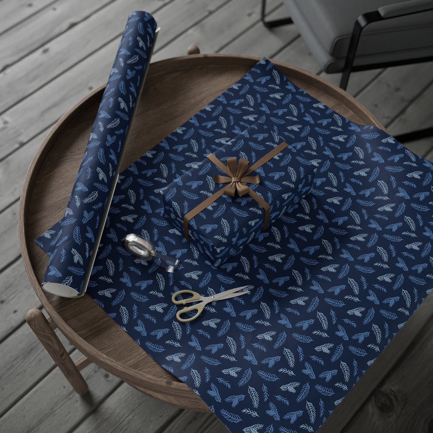 Elegant Floral Wrapping Paper, Gift Wrap for Birthdays, Holidays, Special Occasions, Eco-Friendly, Blue and White Design