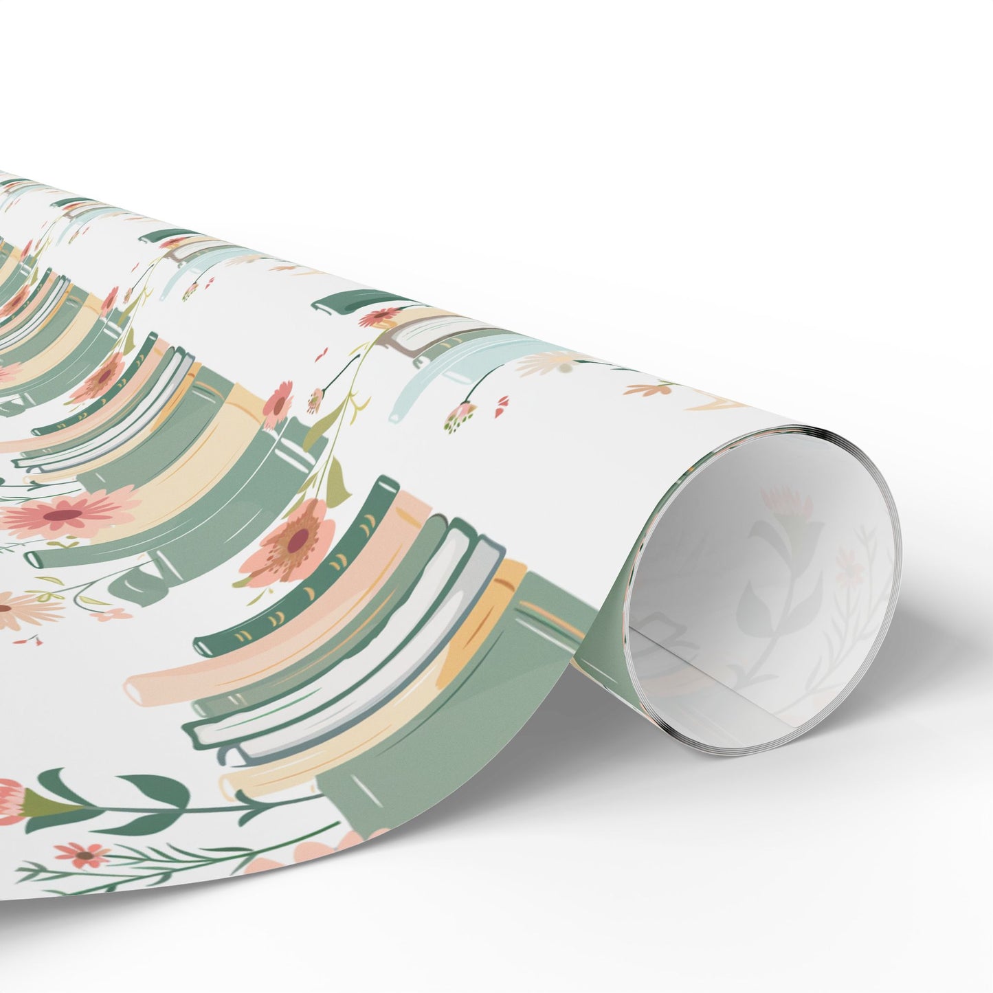 Botanical Book Themed Wrapping Paper - Book Lovers Gift Wrap, Floral Gift Paper for Birthdays, Anniversaries, Baby Showers, Literary Parties