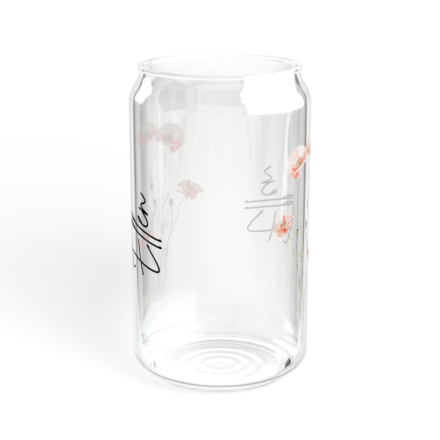 Personalized Floral Sipper Glass, 16oz Drinkware, Eco-Friendly Water Bottle, Cute Gift, Home Decor, Customizable