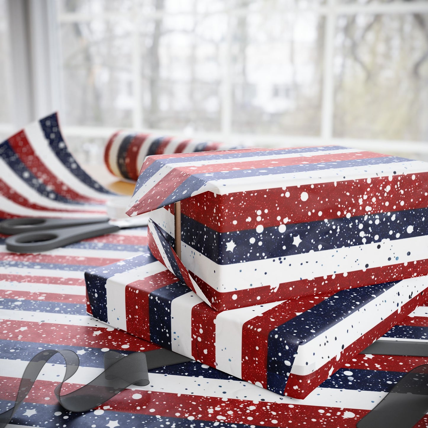Patriotic Wrapping Paper for Holidays - Festive Gift Wrap, Independence Day, Memorial Day, Birthday, All Occasions