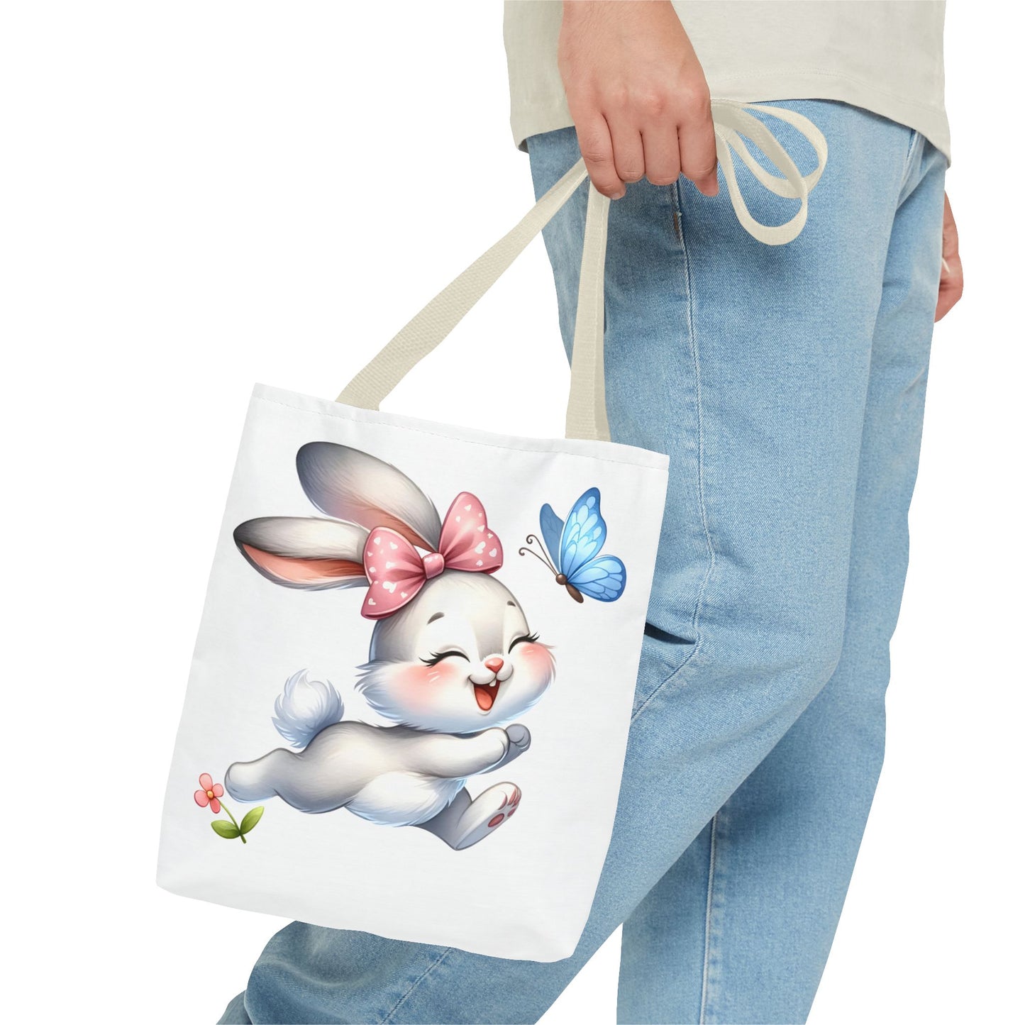Cute Bunny Tote Bag - Stylish, Practical, Spring Decor, Easter Gift, Floral Shopping