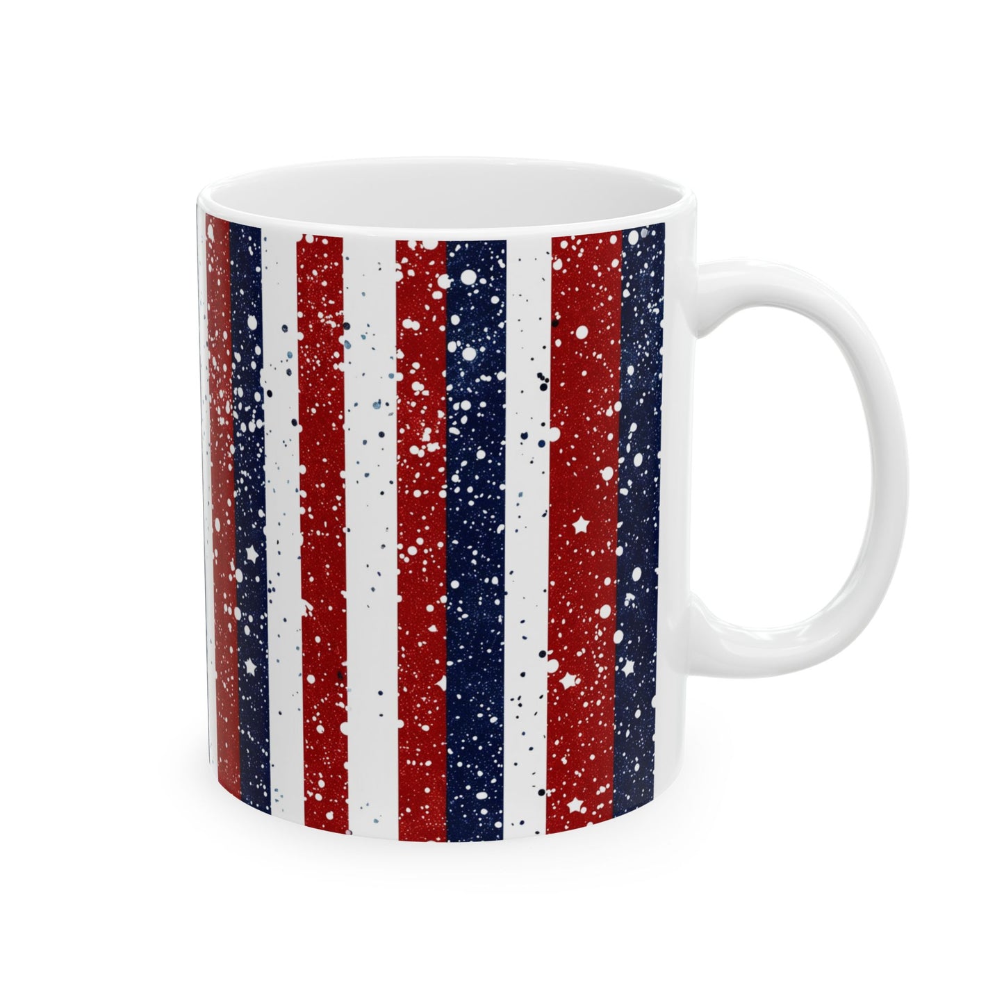 Patriotic Ceramic Mug - Red, White, and Blue Striped Coffee Cup, 4th of July Gift, Americana Mug, Celebration Drinkware, USA Pride