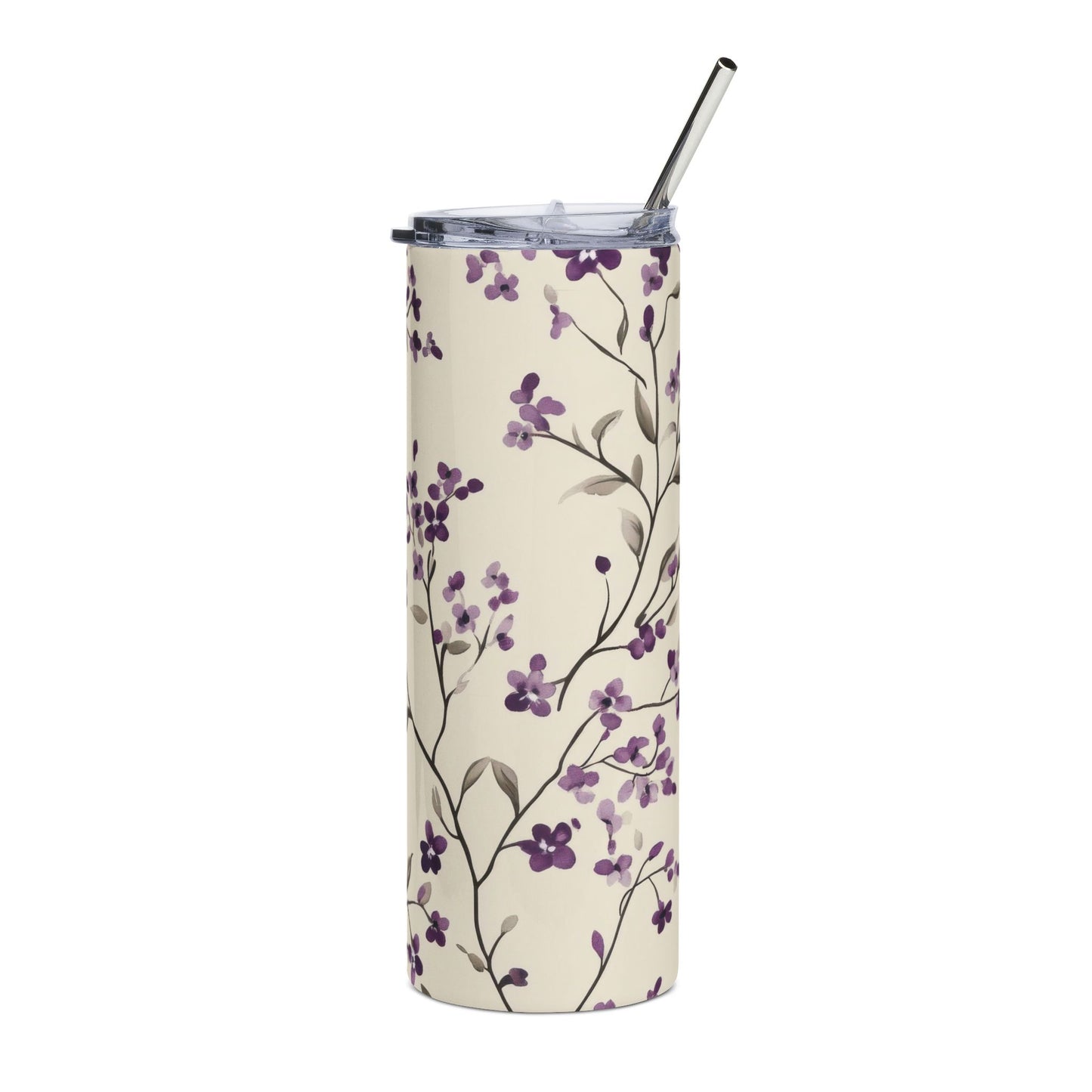 Floral Stainless Steel Tumbler | Elegant Travel Mug | Insulated Drink Container | Gift for Her | Eco-Friendly Beverage Cup