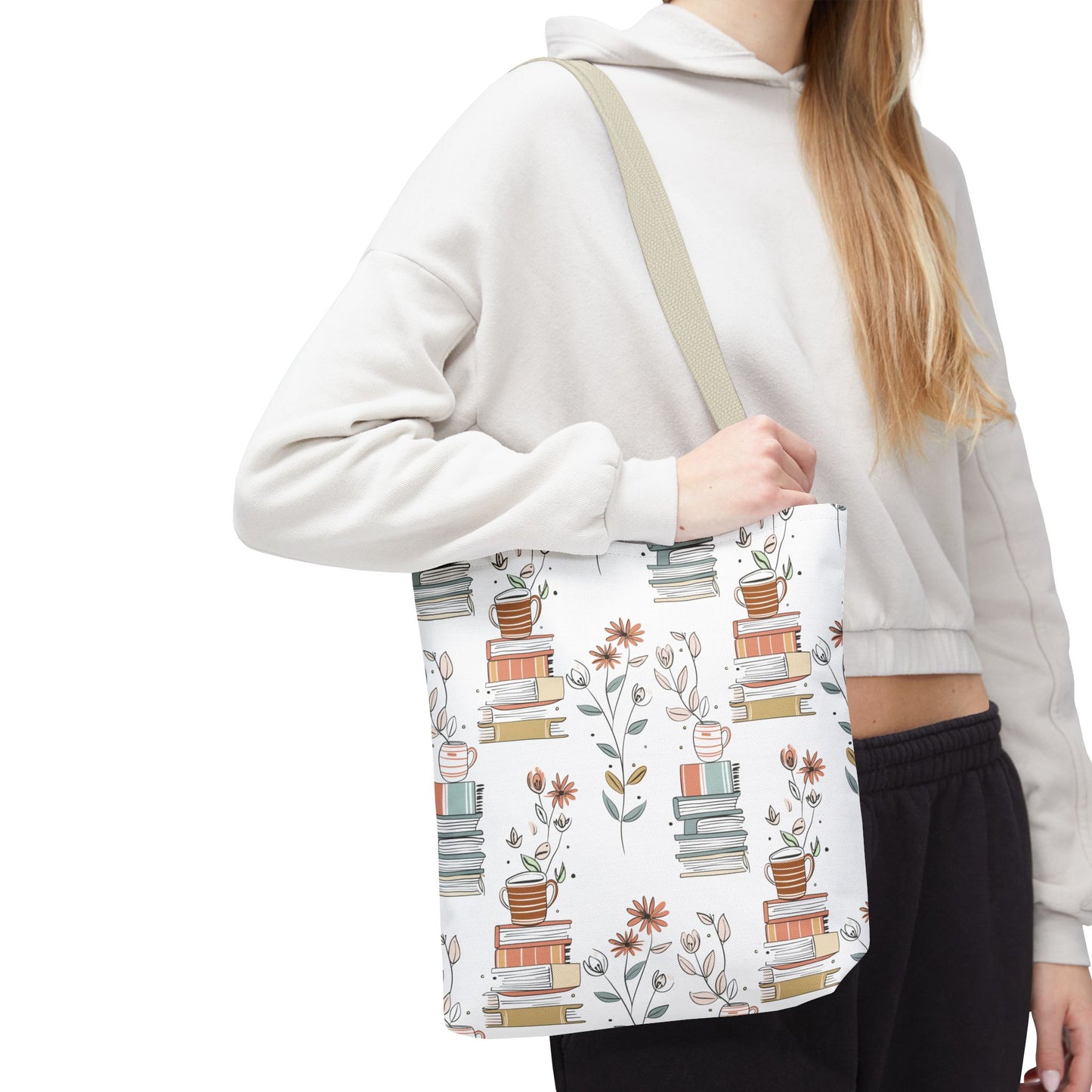 Book Lover's Floral Tote Bag, Perfect for Book Clubs, Library Visits, Eco-Friendly Gift, Reading Enthusiasts, Study Essentials