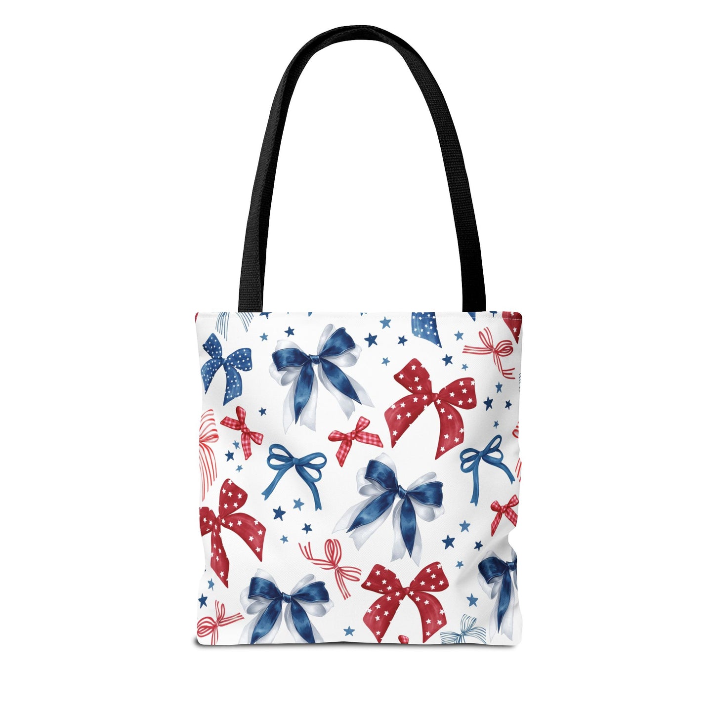 Patriotic Tote Bag with Bows, Versatile Shopping Bag, Holiday Gift Tote, Stylish All-Purpose Bag, Independence Day Accessory, Gift for Her