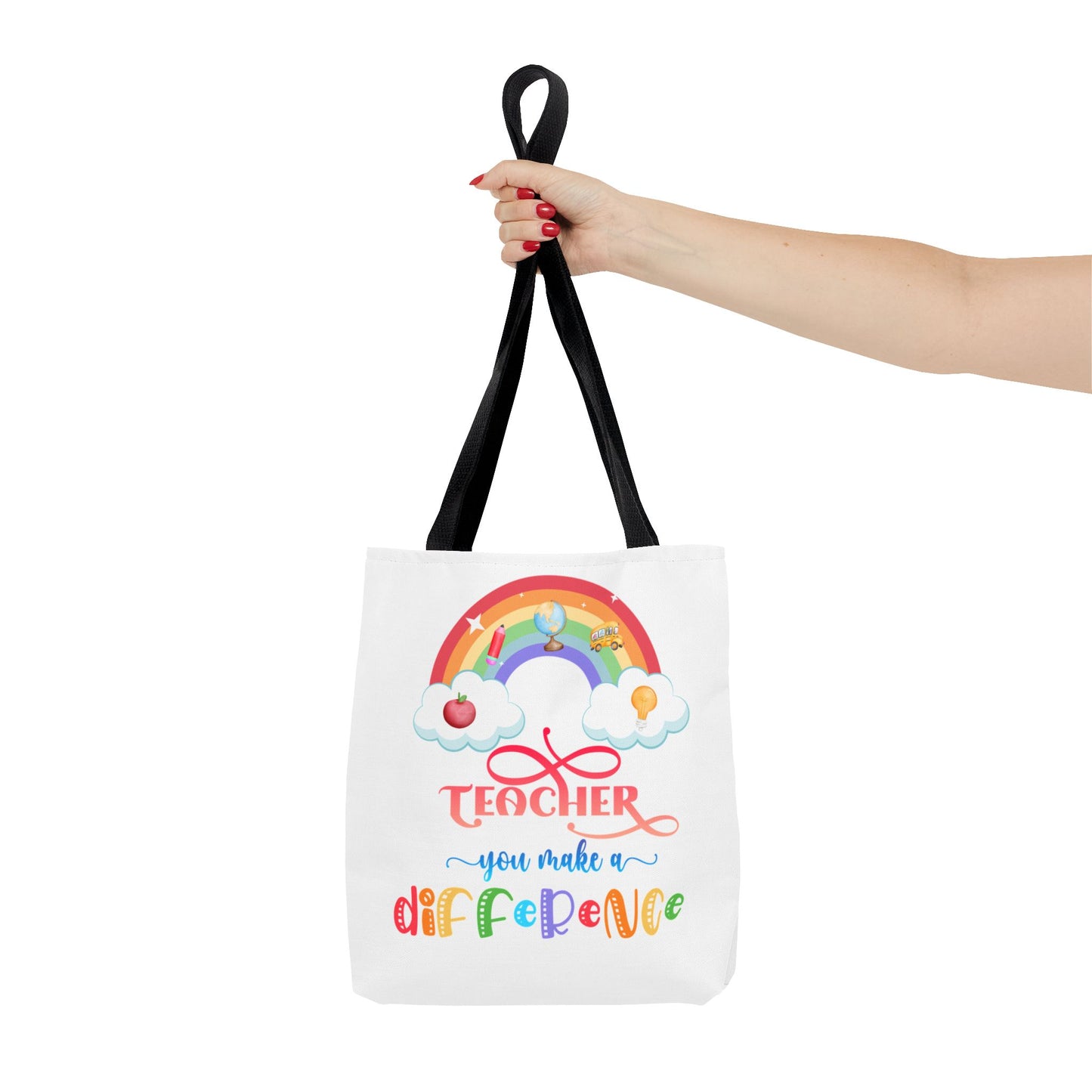 Teacher Appreciation Tote Bag, Inspirational Gift for Educators, Rainbow Design, School Bag, End of Year Present, Birthday Gift