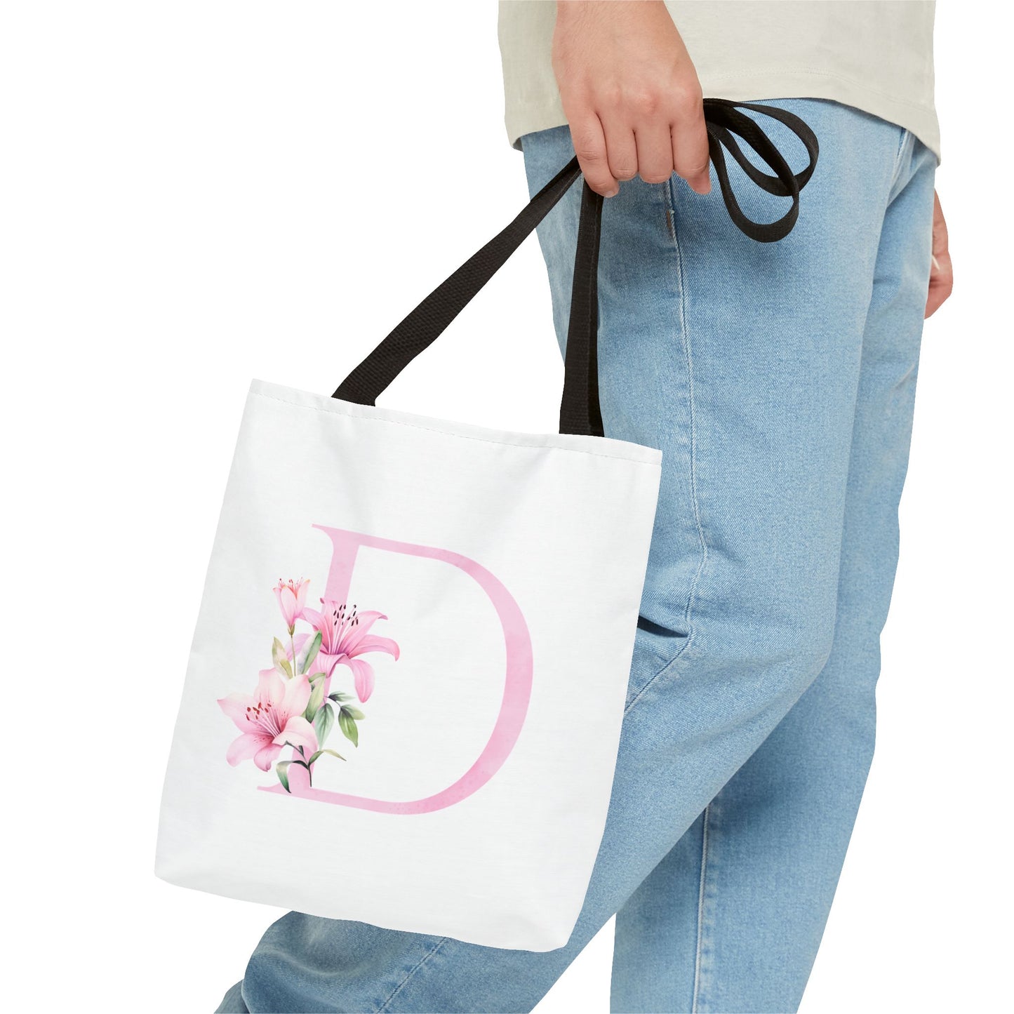 Personalized Floral Tote Bag, Custom Initial Tote, Eco-Friendly Shopping Bag, Gift for Her, Monogrammed Bag