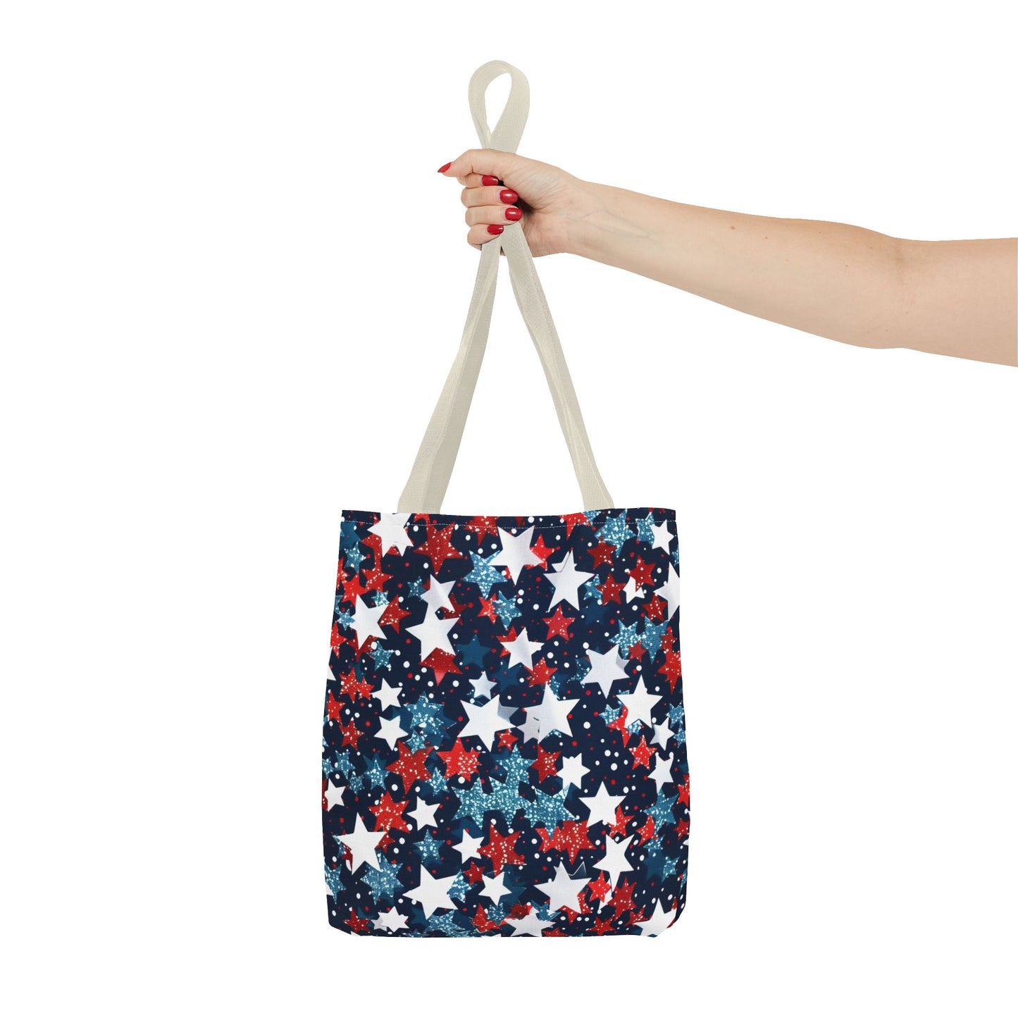 Patriotic Stars Tote Bag, Stylish Grocery Bag, Beach Tote, Gift for Her, USA Flag, Summer Accessory