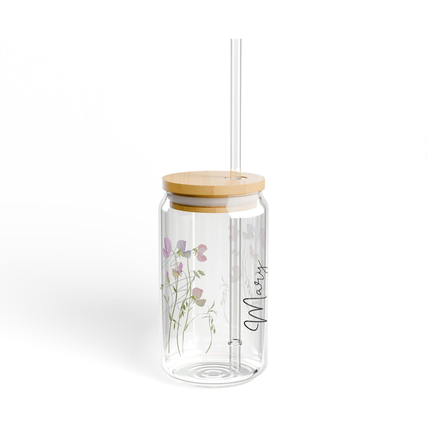 Floral Sipper Glass, Personalized Drinkware, Gifts for Her, Eco-Friendly Tumblers, Summer Parties, Home Decor, Garden Lovers
