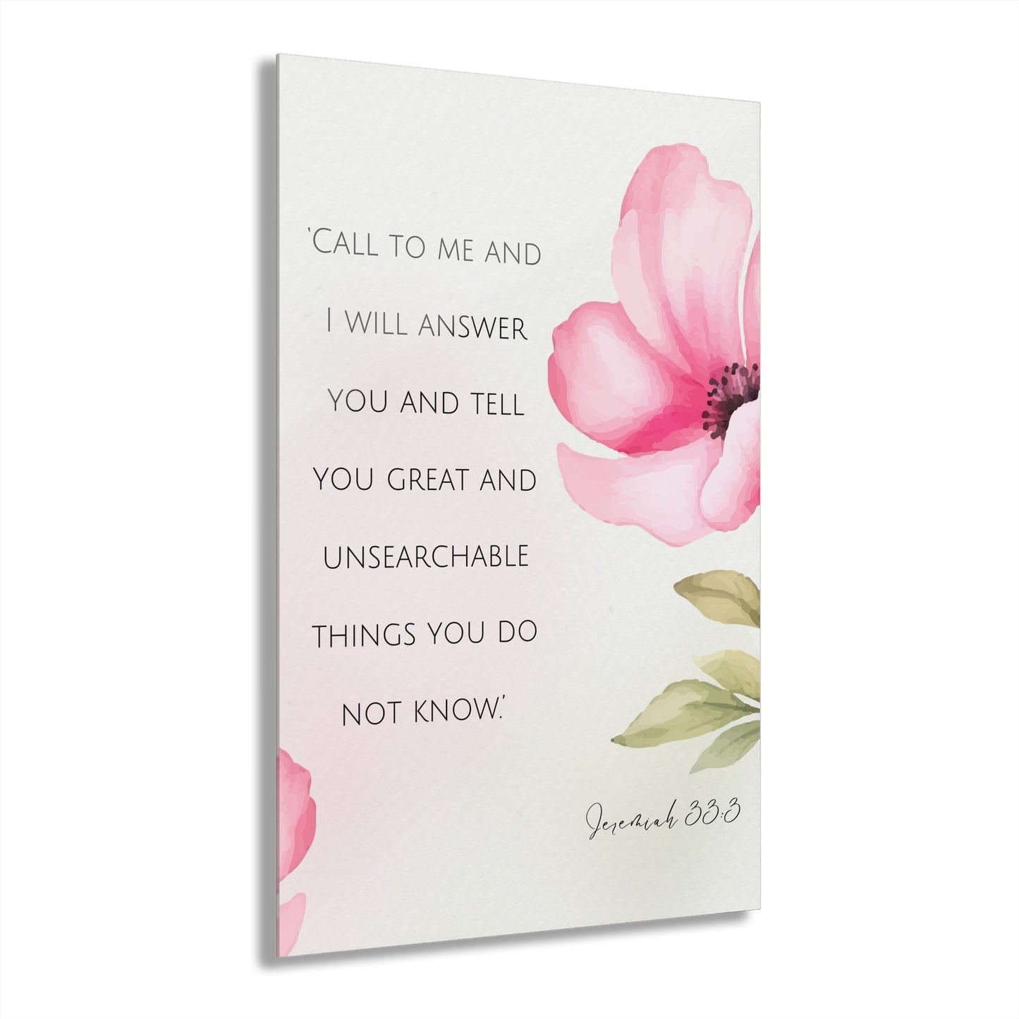Floral Acrylic Print Wall Art, Inspirational Home Decor, Gift for Her, Modern Wall Art, Motivational Quote Print