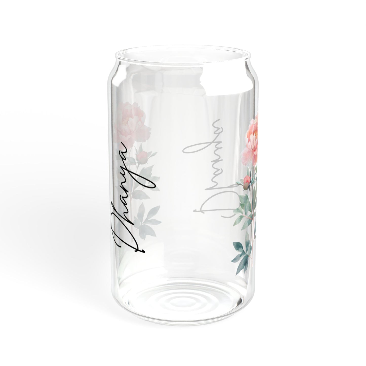 Floral Sipper Glass, Personalized Drinkware, 16oz Mason Jar, Elegant Floral Design, Eco-Friendly Straw, Perfect for Gift or Home