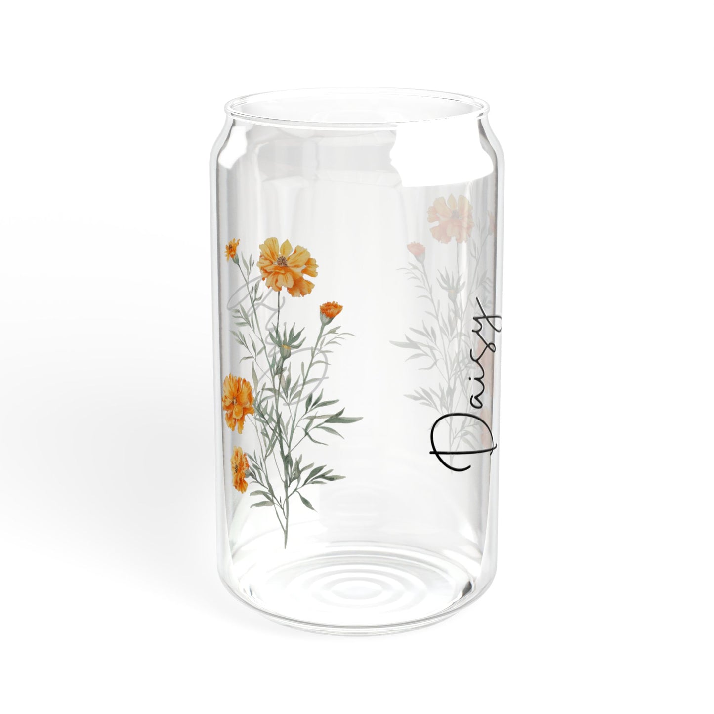Floral Sipper Glass, 16oz | Handmade Drinkware, Sustainable Beverage Container, Great for Gifts, Eco-Friendly Hydration