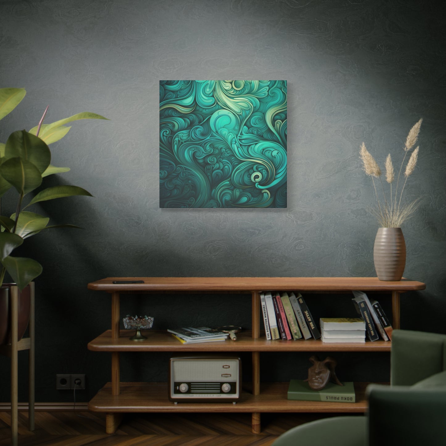 Artistic Stretched Canvas Wall Art, Modern Home Décor, Abstract Swirl Design, Living Room Decoration, Unique Gift for Art Lovers