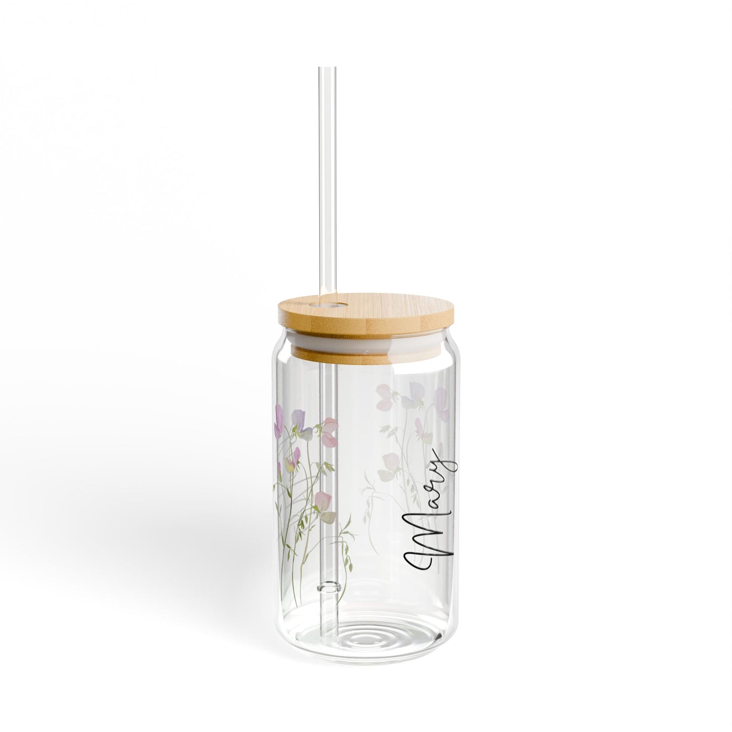 Floral Sipper Glass, Personalized Drinkware, Gifts for Her, Eco-Friendly Tumblers, Summer Parties, Home Decor, Garden Lovers