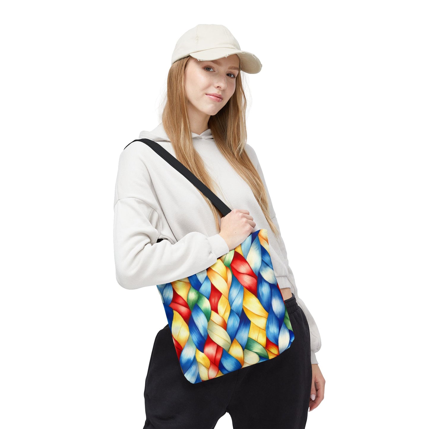 Colorful Woven Tote Bag - Vibrant Art Print, Eco-Friendly Carry-All, Shopping Bag, Beach Bag, Gift for Friends