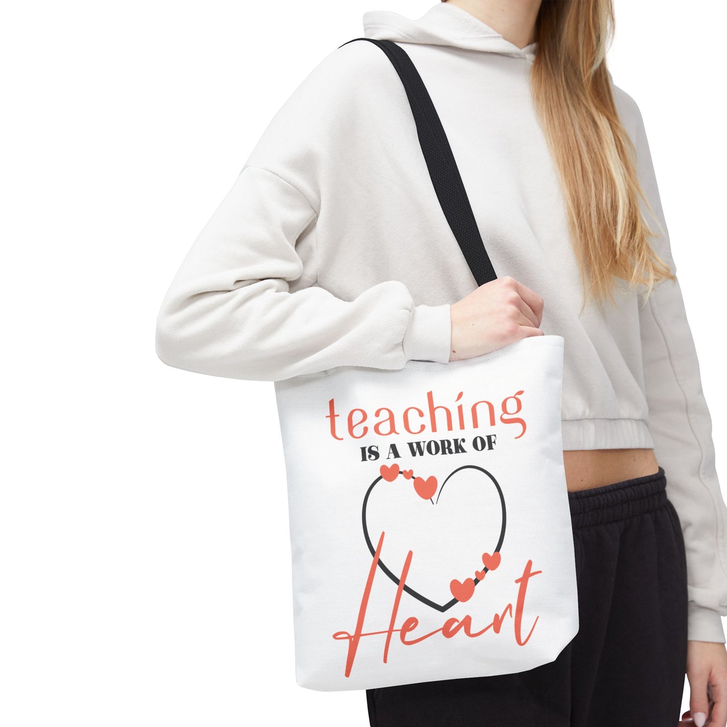 Teaching Tote Bag – A Work of Heart, Perfect for Teachers, Back to School, Classroom Essentials, Gift for Educators, Eco-Friendly Tote
