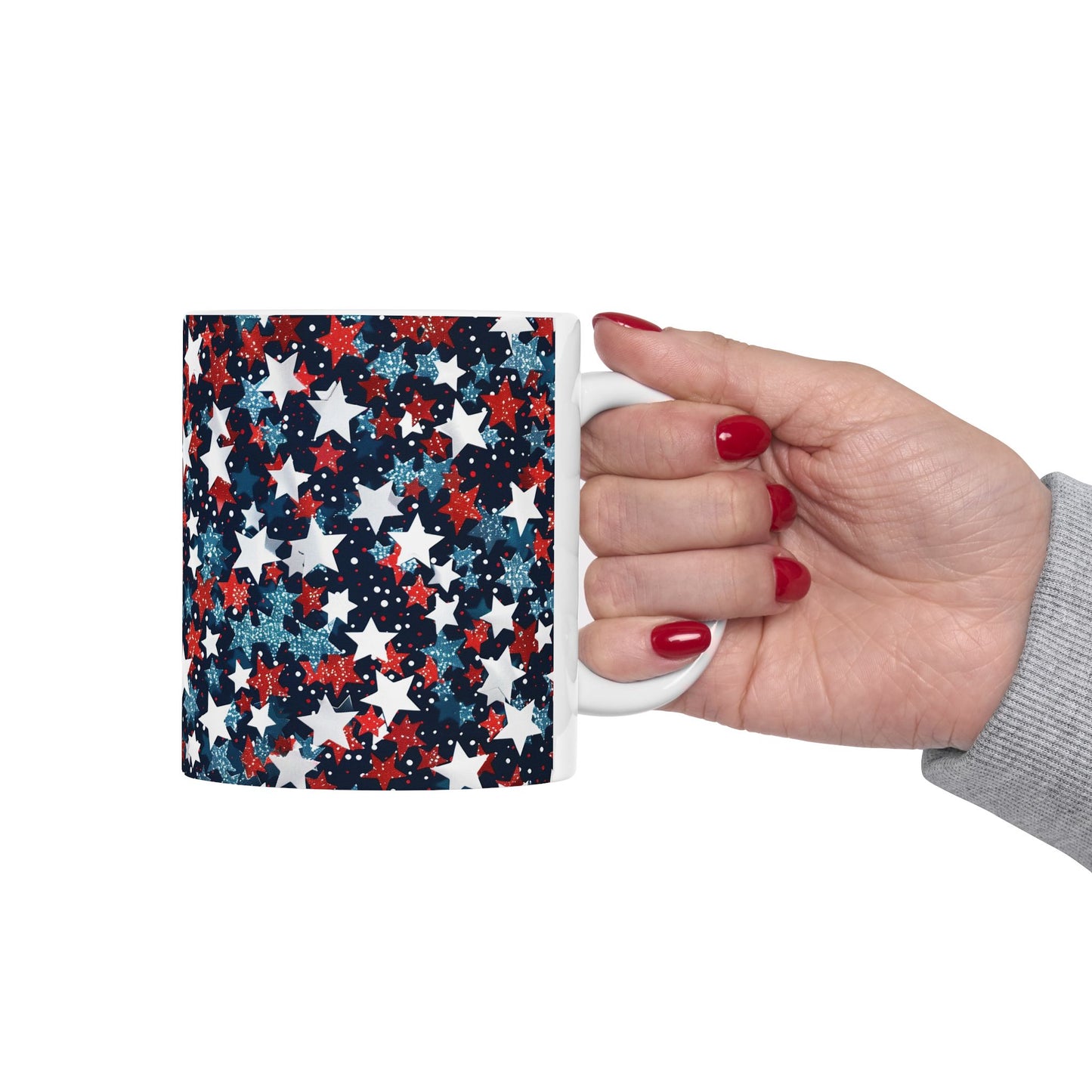 Patriotic Star Ceramic Mug, Coffee Cup, Tea Mug, Gifts for Her, Independence Day, American Flag Inspired