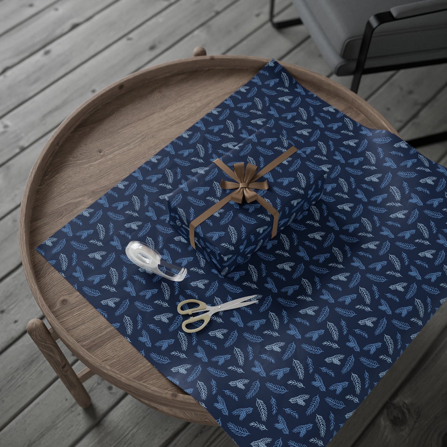 Elegant Floral Wrapping Paper, Gift Wrap for Birthdays, Holidays, Special Occasions, Eco-Friendly, Blue and White Design