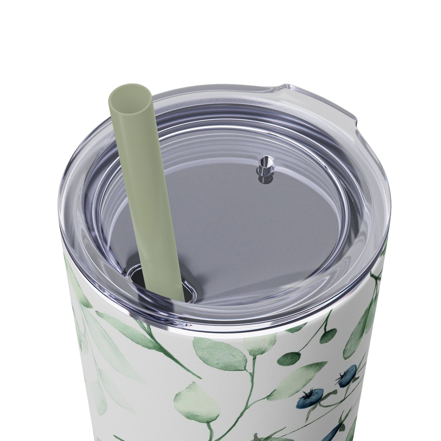 Floral Skinny Tumbler, 20oz Stainless Steel Travel Mug, Eco-Friendly Drinkware, Gift for Her, Summer Hydration, Botanical Design