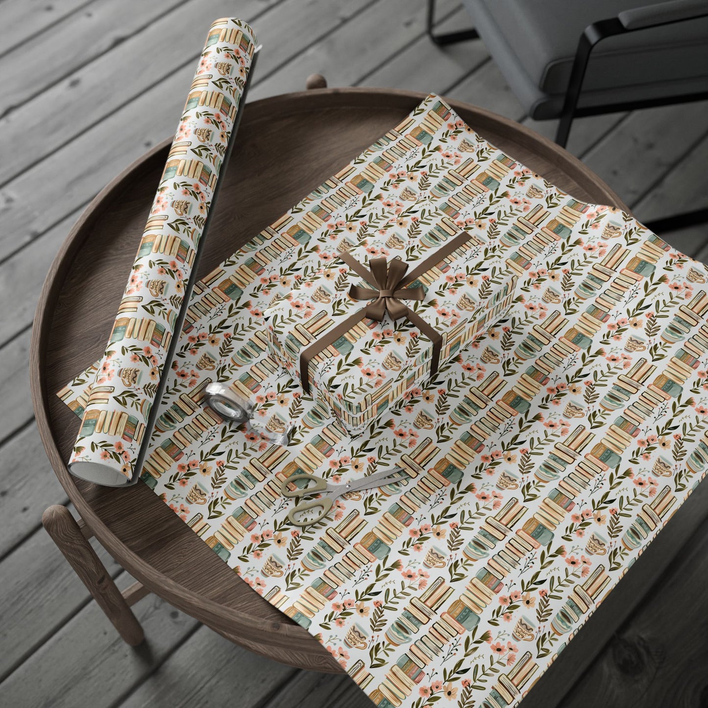 Whimsical Book-Themed Wrapping Paper, Floral Gift Wrap, Eco-Friendly Packaging, Book Lovers Gift, Literary Decor, Birthday Wrapping