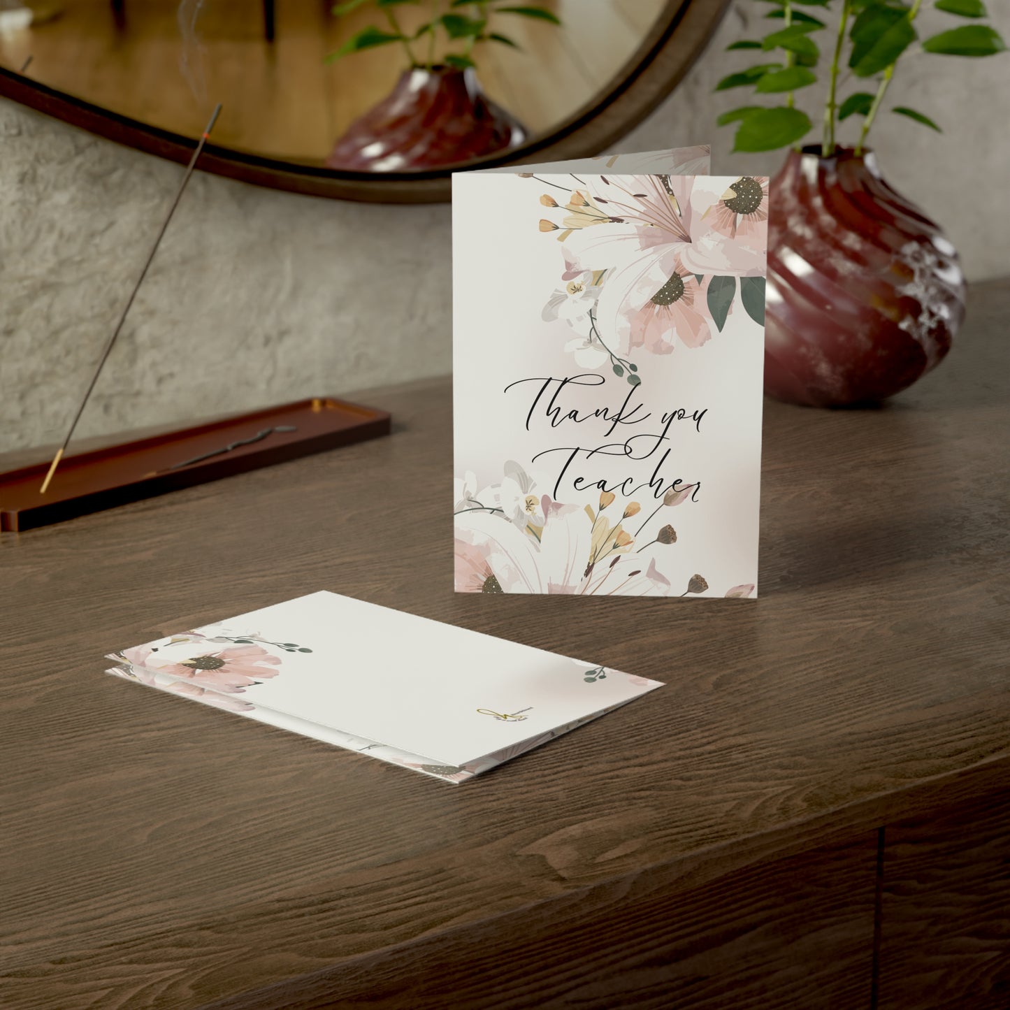 Elegant Floral Greeting Cards for Teachers - Thank You Note Set, Teacher Appreciation, Stationery, Thank You Gift, Educational Celebrations