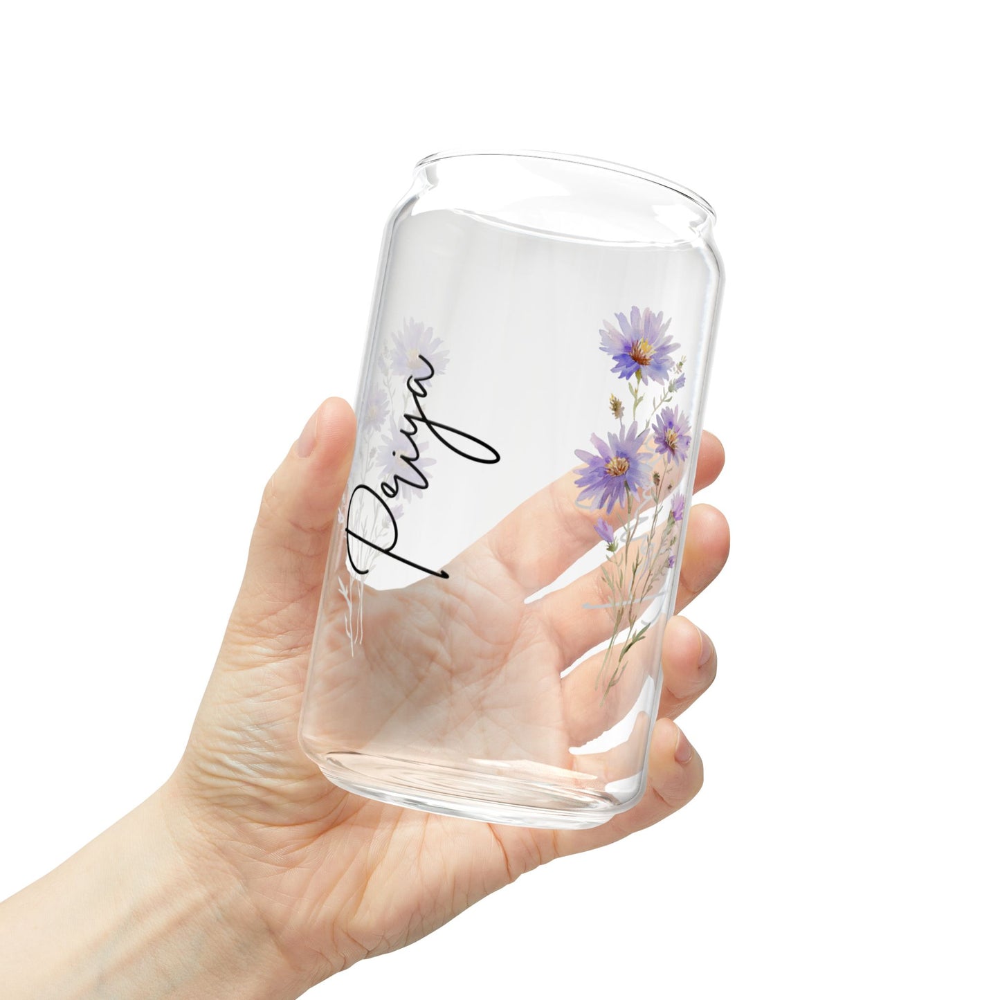 Floral Sipper Glass, 16oz Eco-Friendly Drinkware, Perfect for Garden Parties, Gifts for Nature Lovers, Reusable Water Bottle