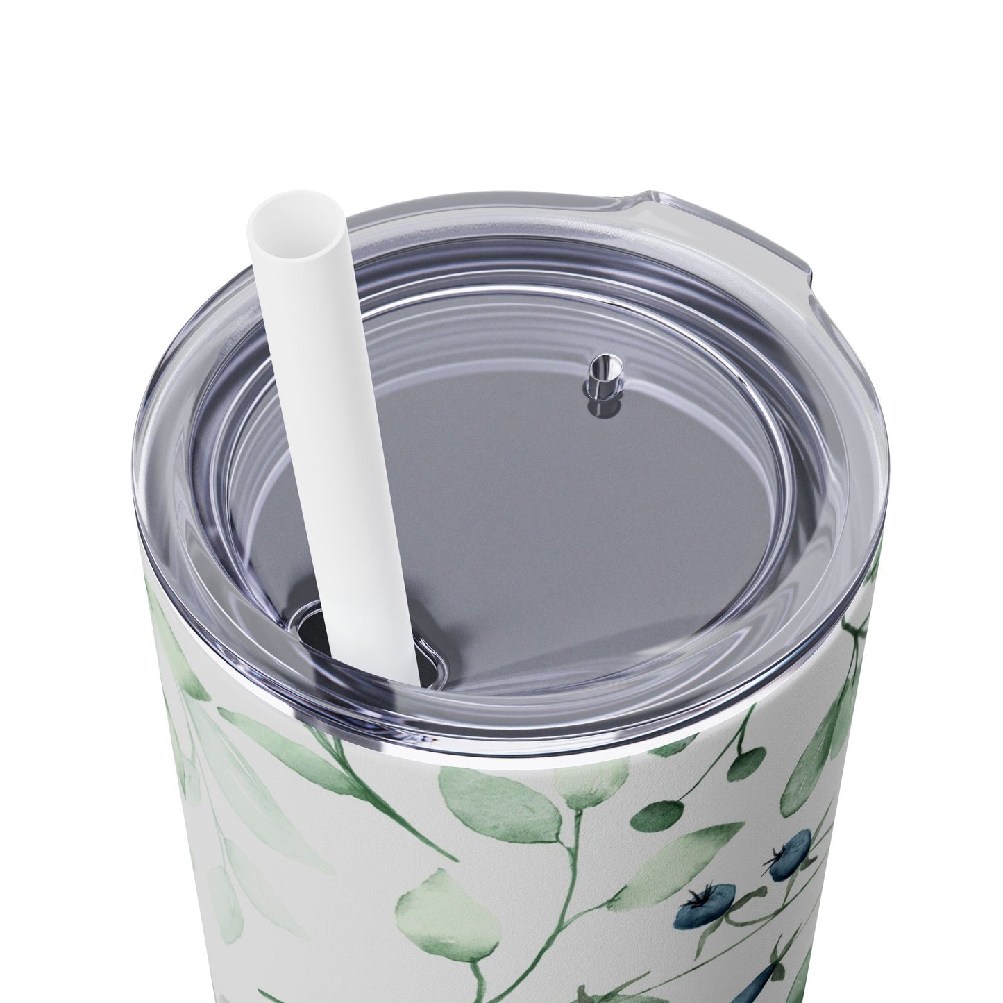 Floral Skinny Tumbler, 20oz Stainless Steel Travel Mug, Eco-Friendly Drinkware, Gift for Her, Summer Hydration, Botanical Design