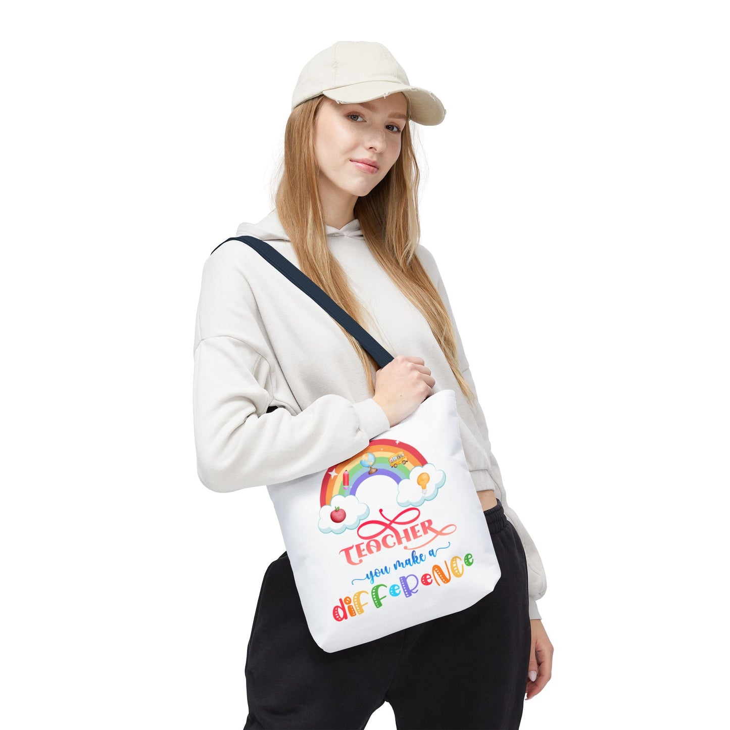 Teacher Appreciation Tote Bag, Inspirational Gift for Educators, Rainbow Design, School Bag, End of Year Present, Birthday Gift