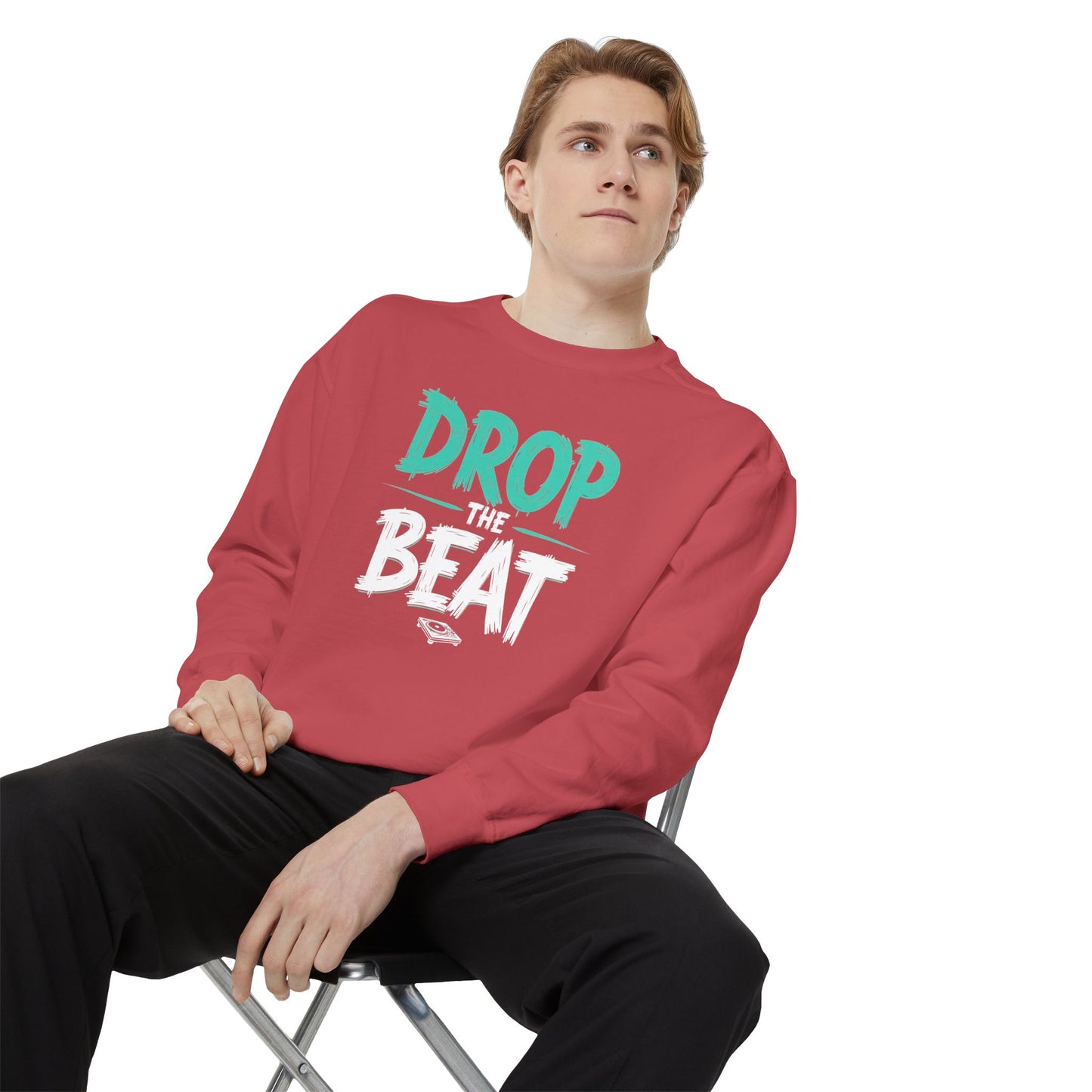 Drop the Beat Sweatshirt, Cozy Music Sweatshirt, Unisex Graphic Apparel, Perfect for Concerts, Unique Gift for Music Lovers