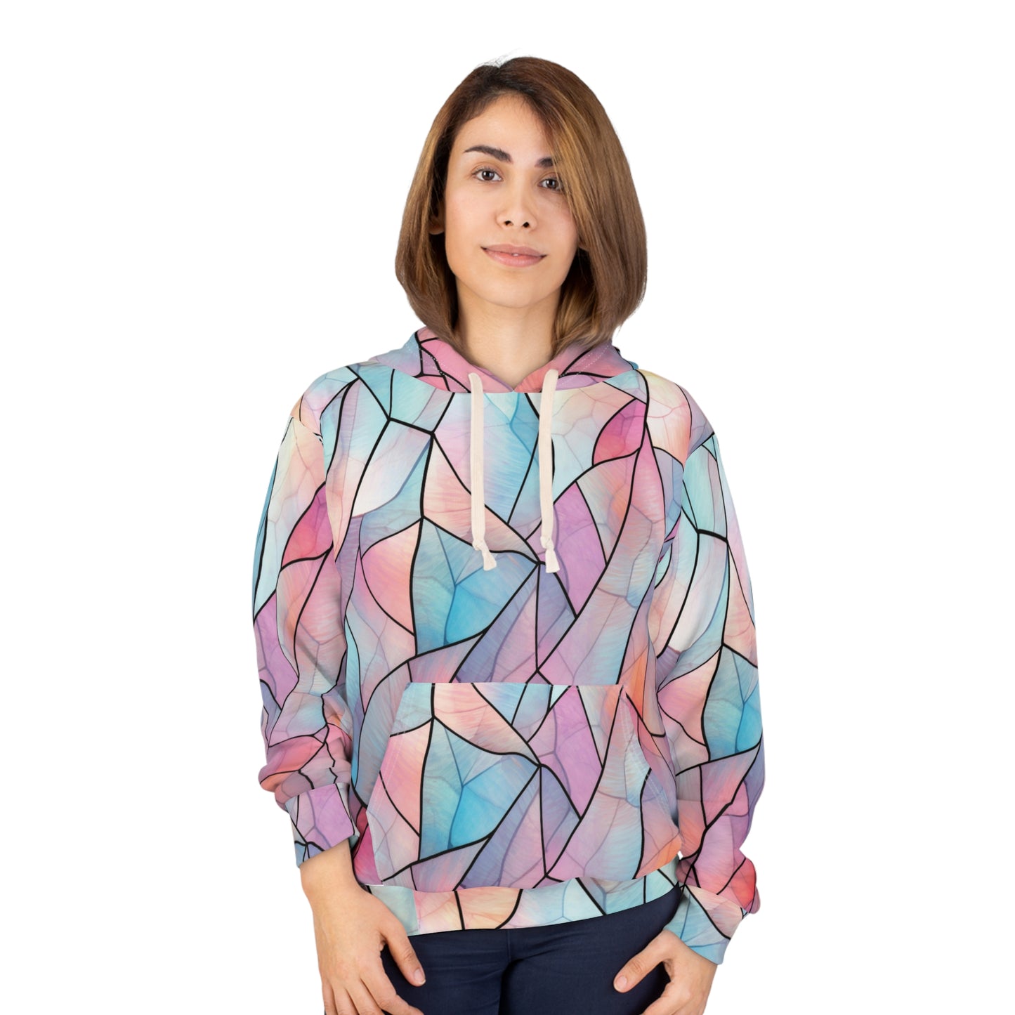Colorful Stained Glass Unisex Pullover Hoodie, Cozy Fashion, Pastel Aesthetic, Gift for Her, Spring Fashion, Casual Wear